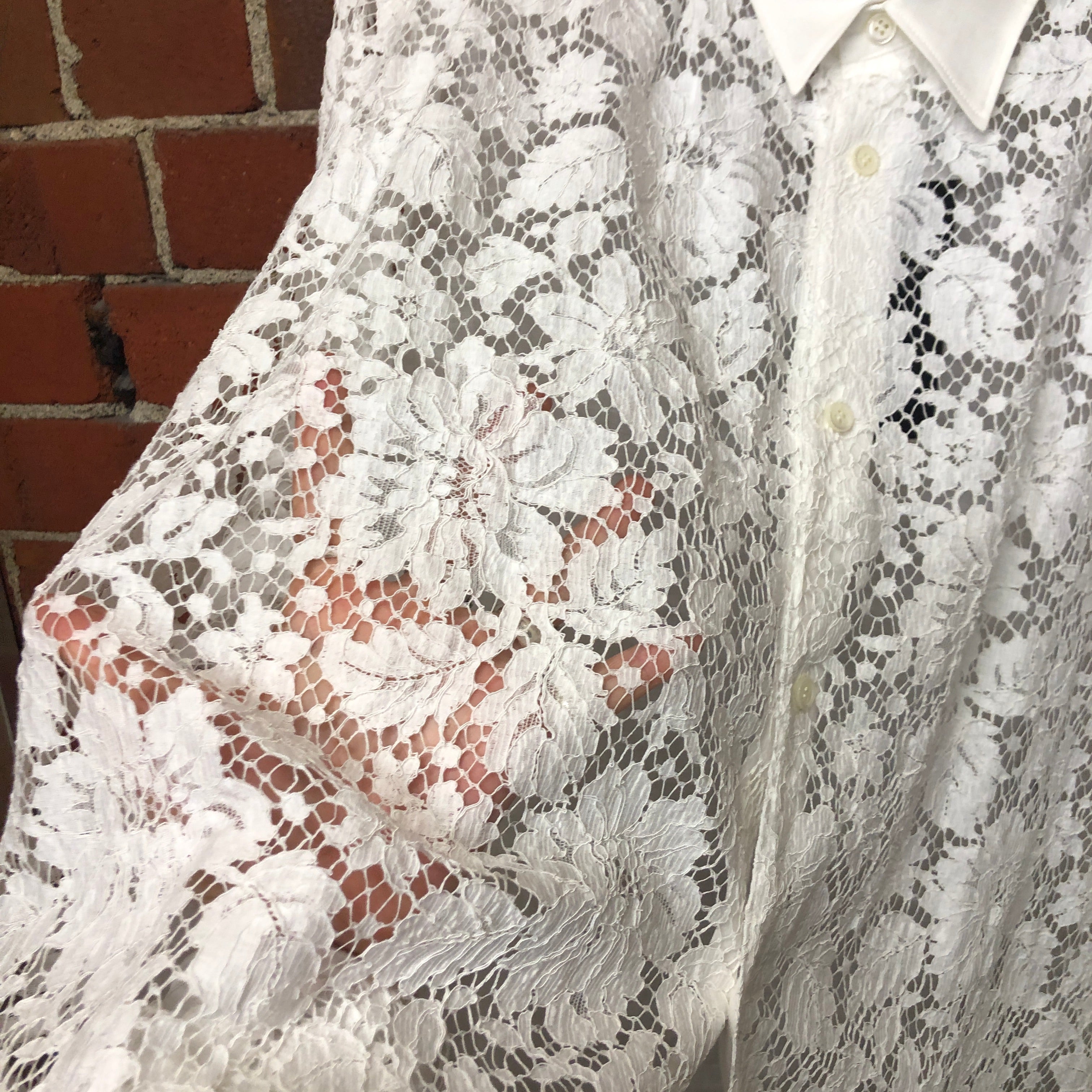 JUNYA WATANABE lace and linen shirt