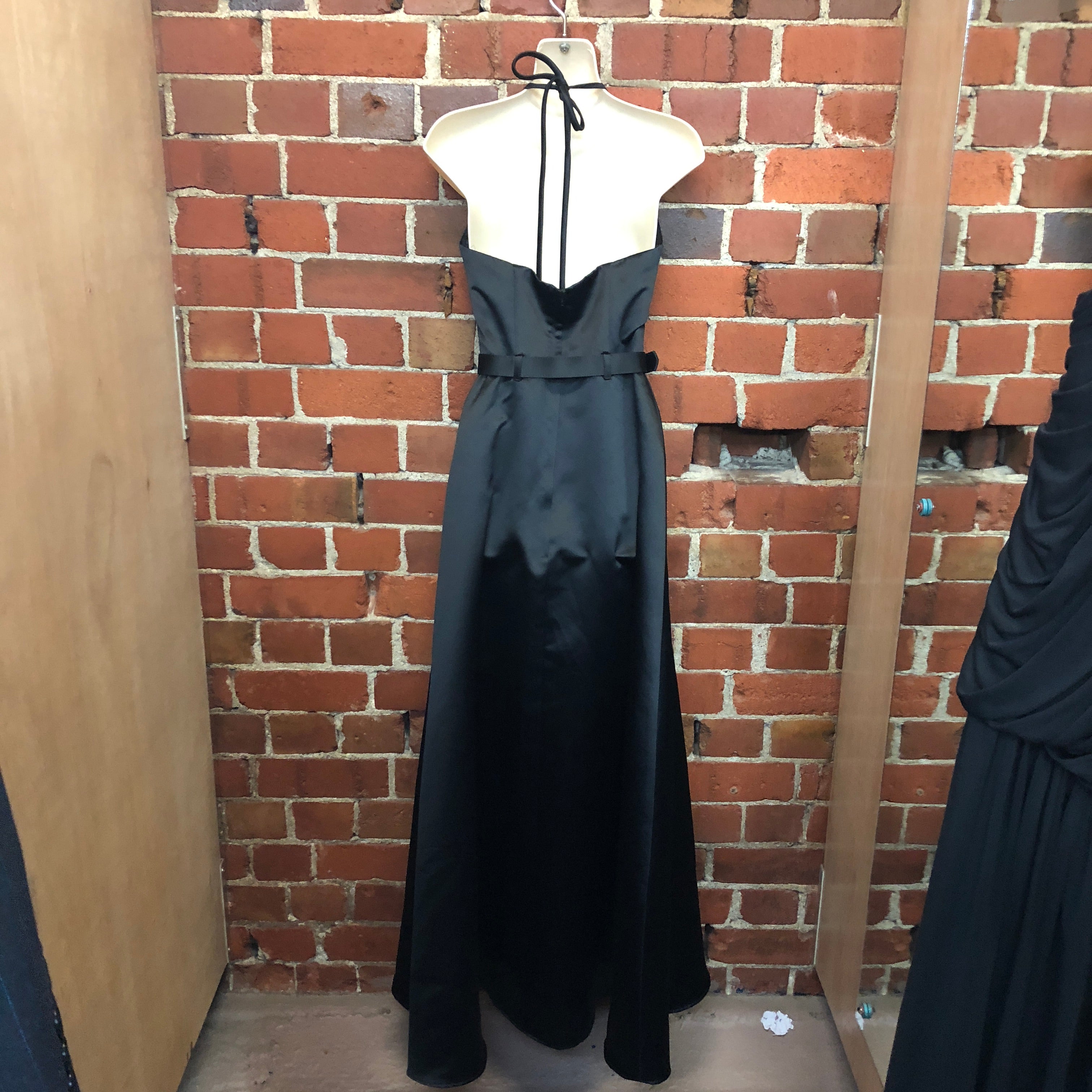 USA designer satin tuxedo gown