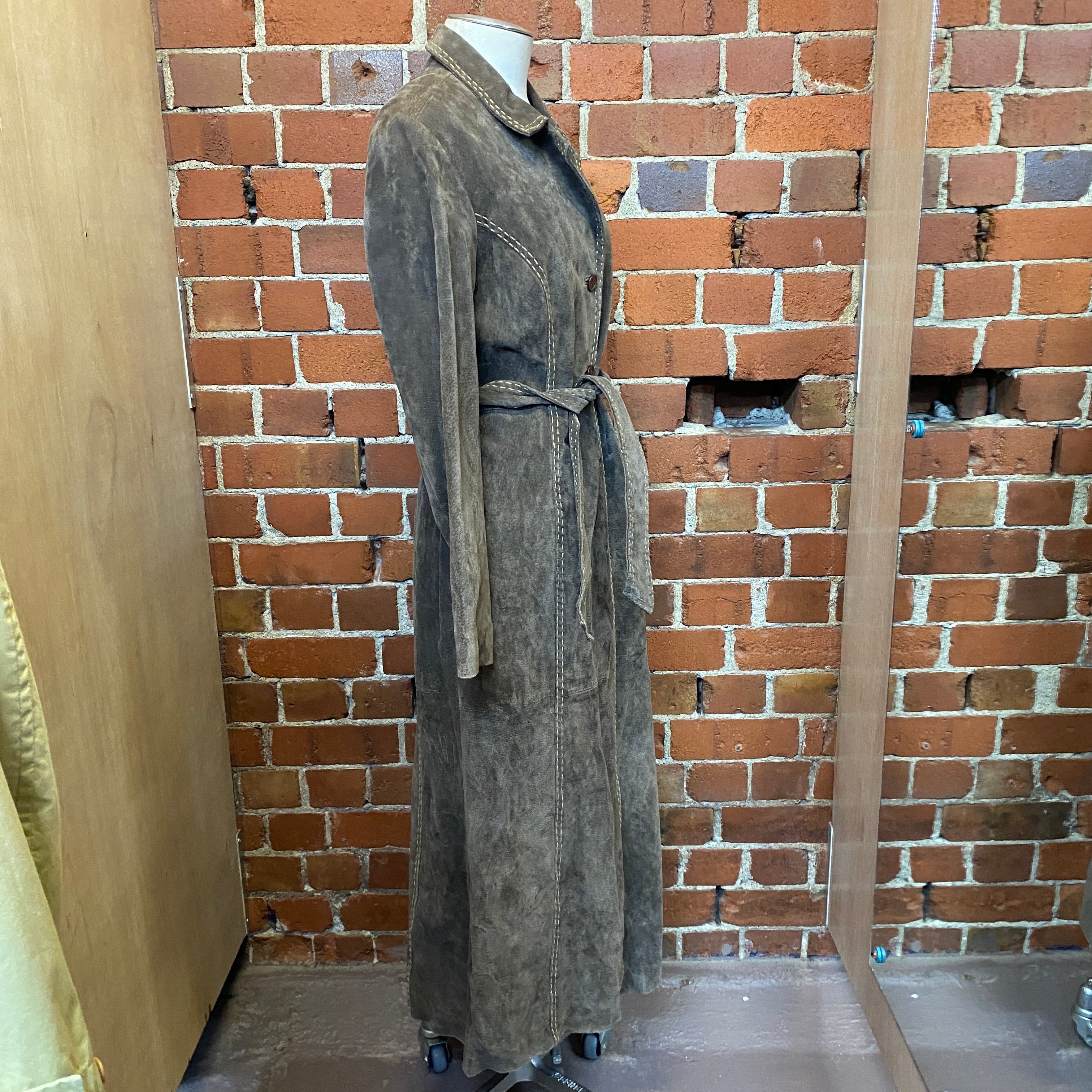 SUEDE maxi length coat