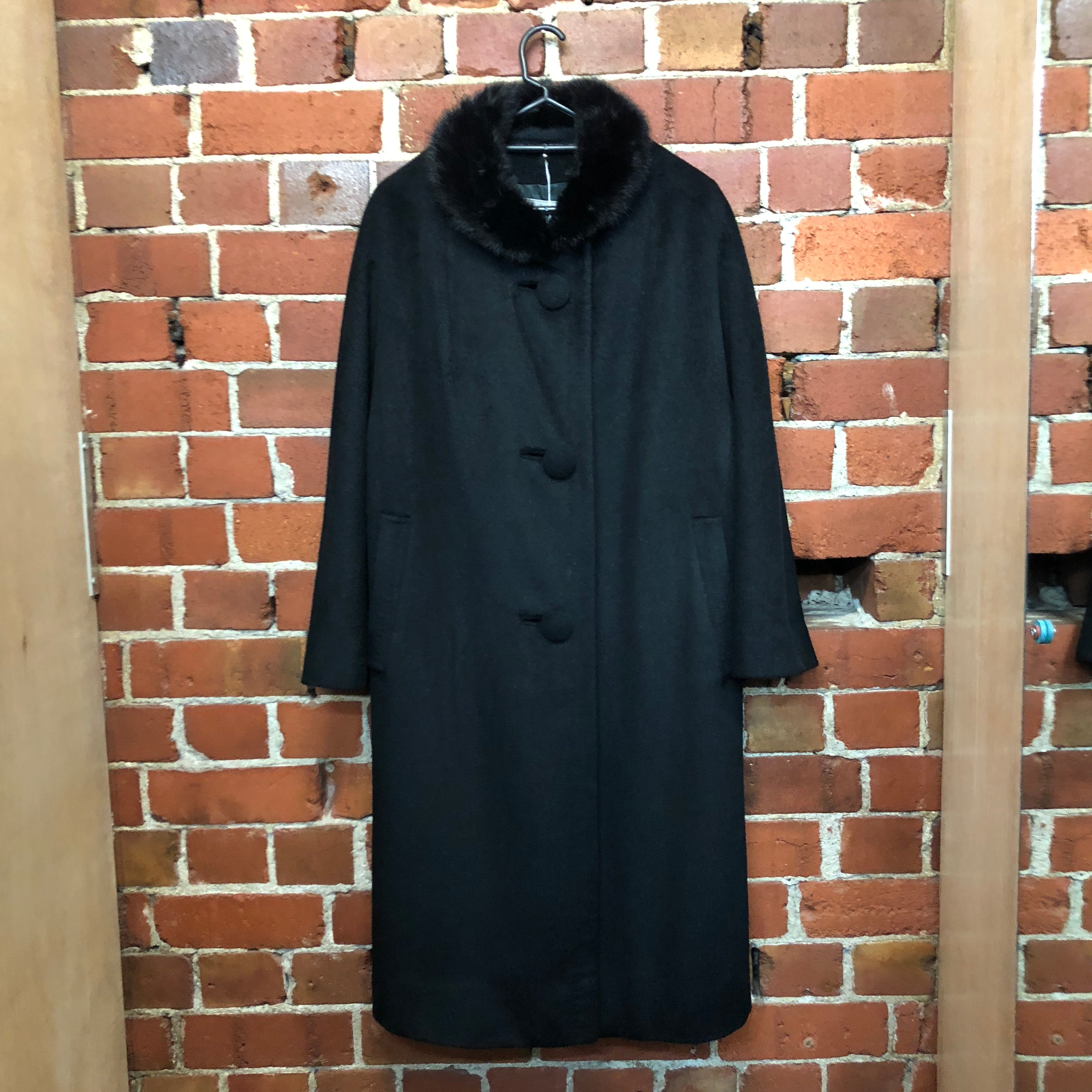 1960s mink collar wool coat