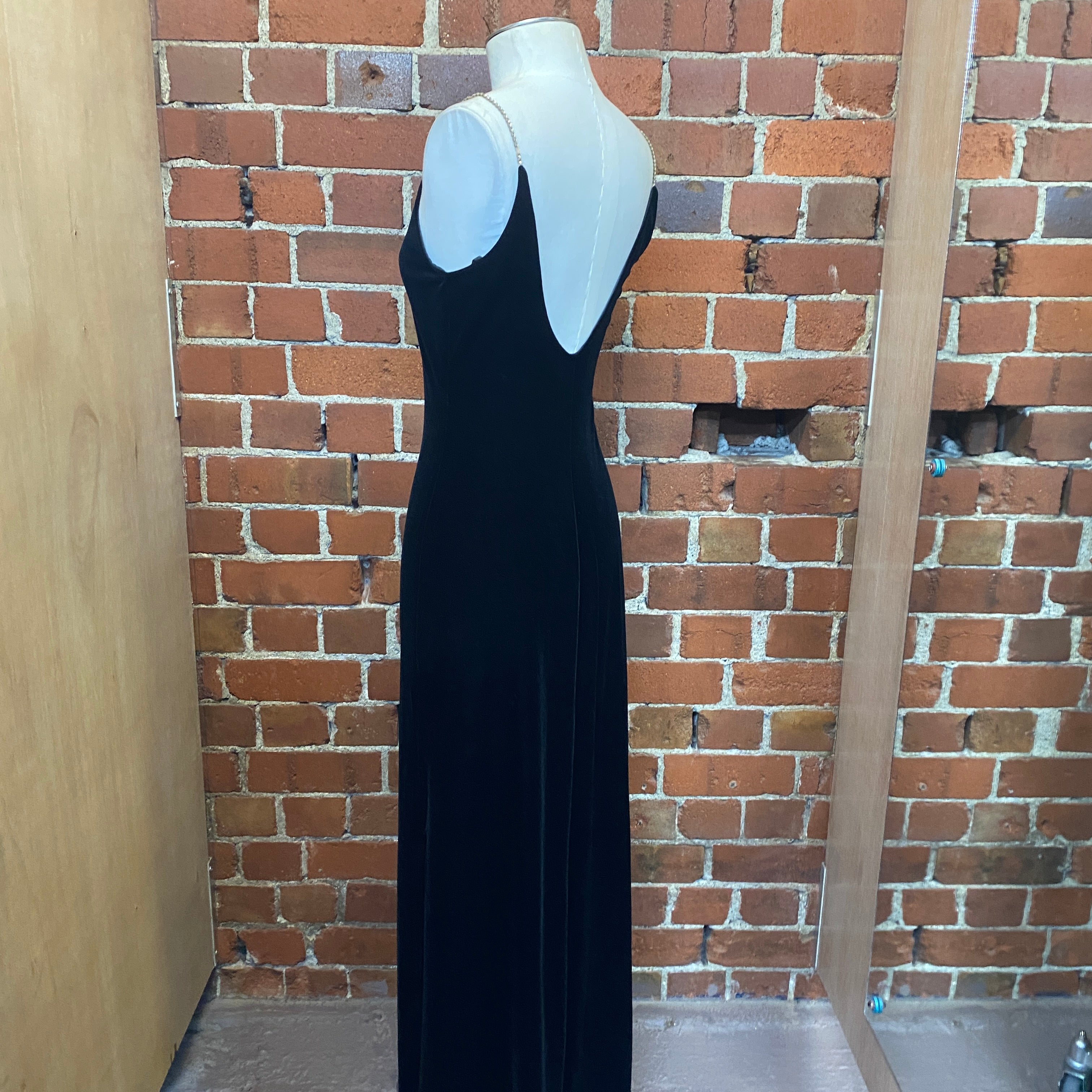 USA Designer black velvet gown