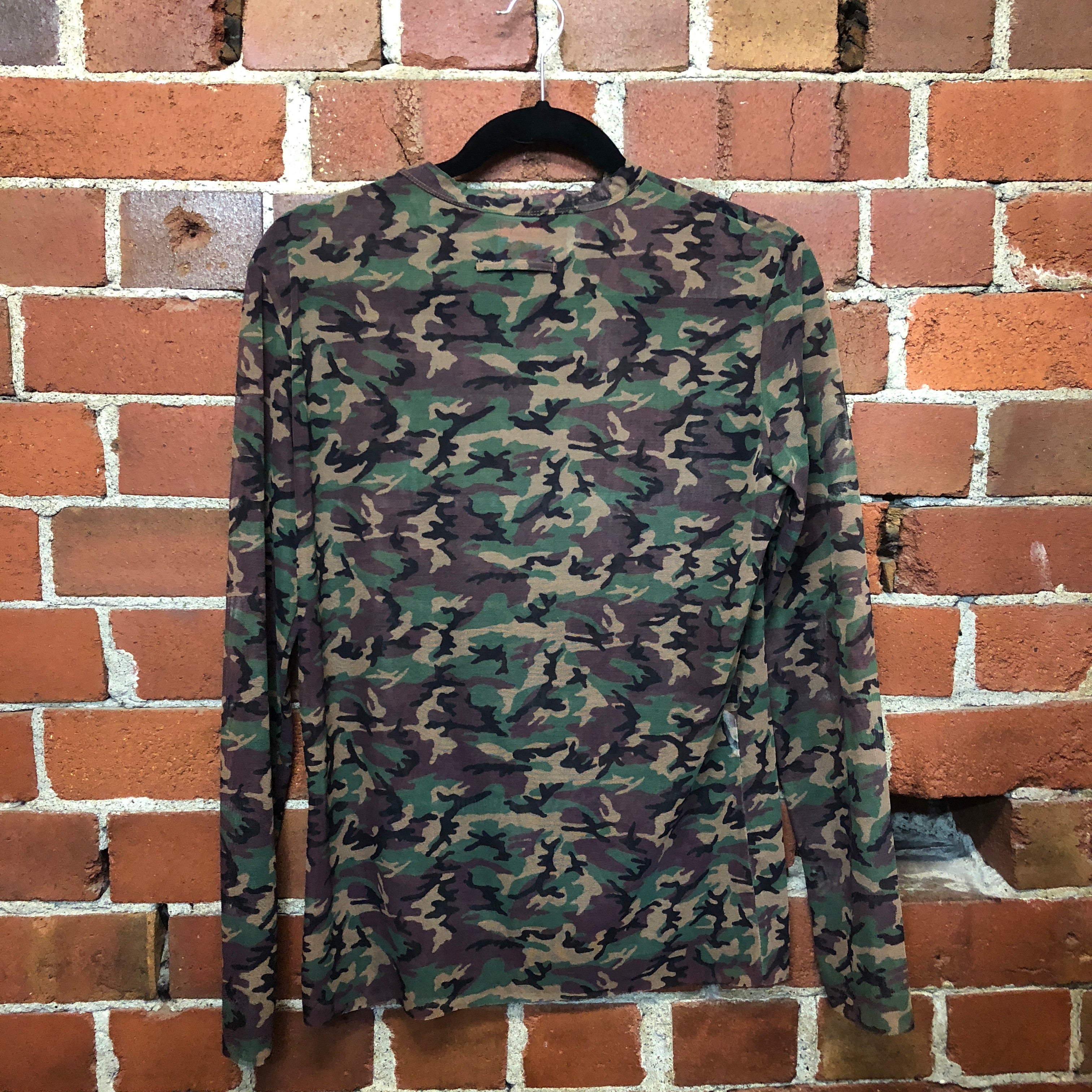 GAULTIER 1990s camo mesh top