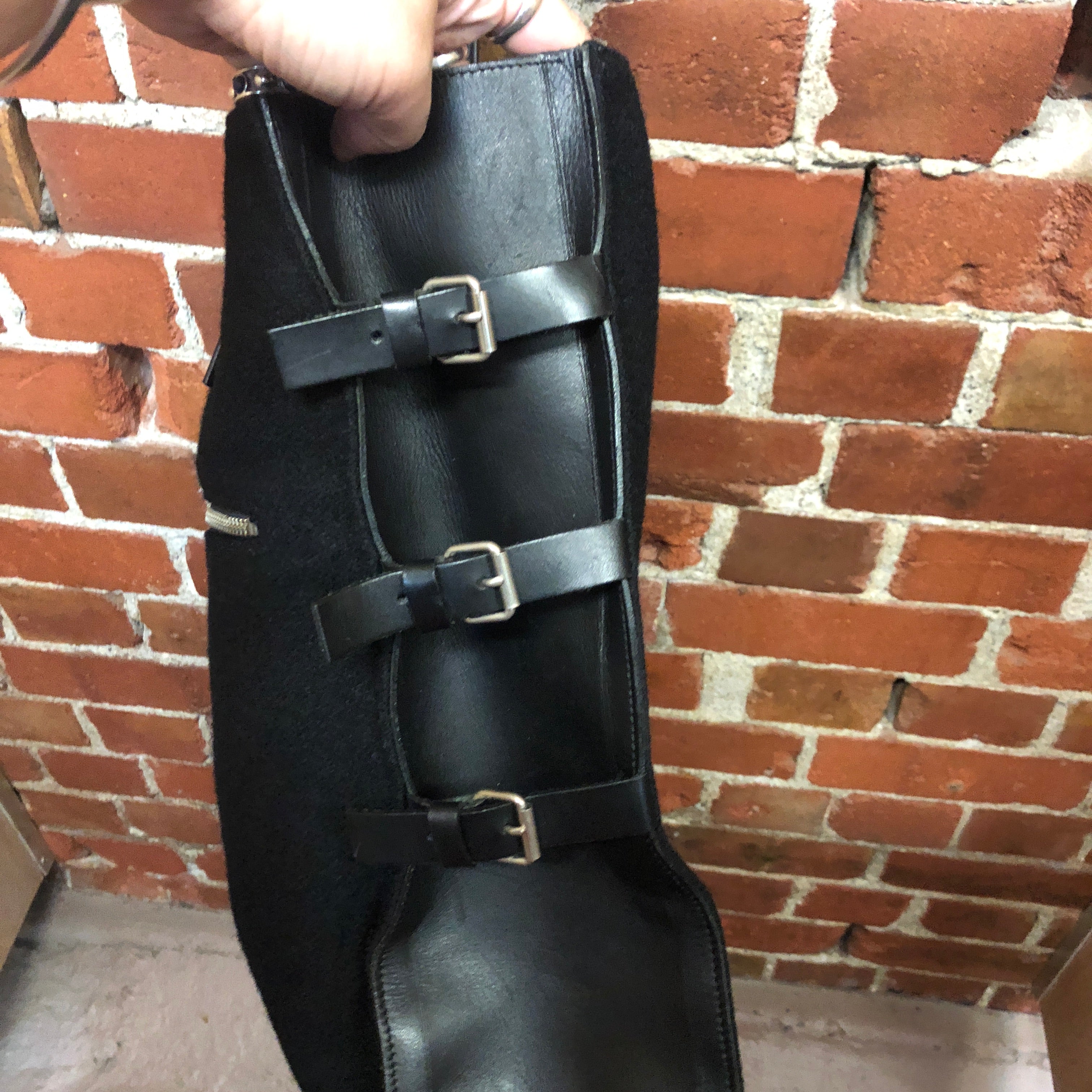 JPG GAULTIER 1990s wool buckle side tote bag