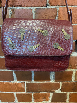 Moschino Vintage Suitcase Crocodile Print Handbag