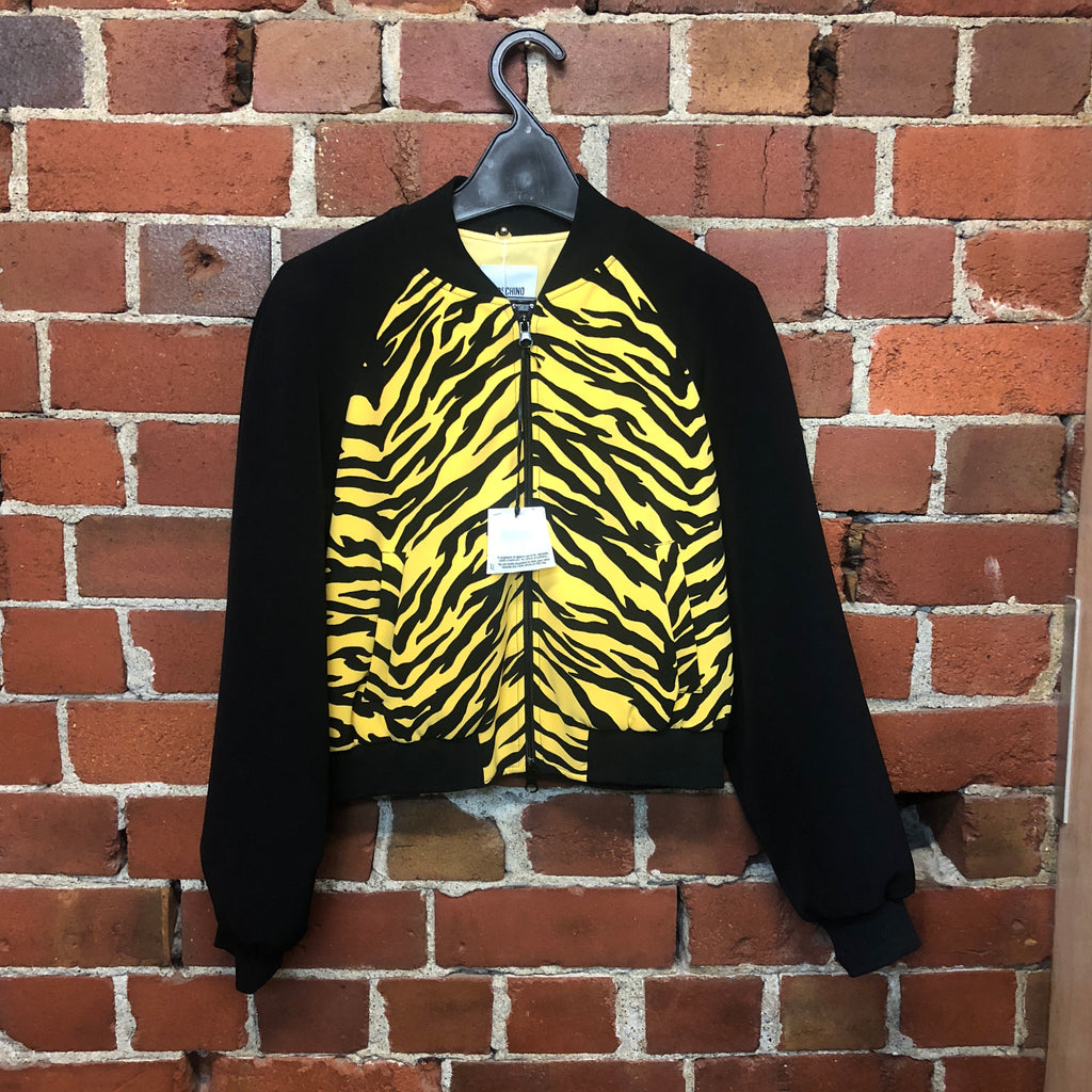 MOSCHINO zebra print crop bomber