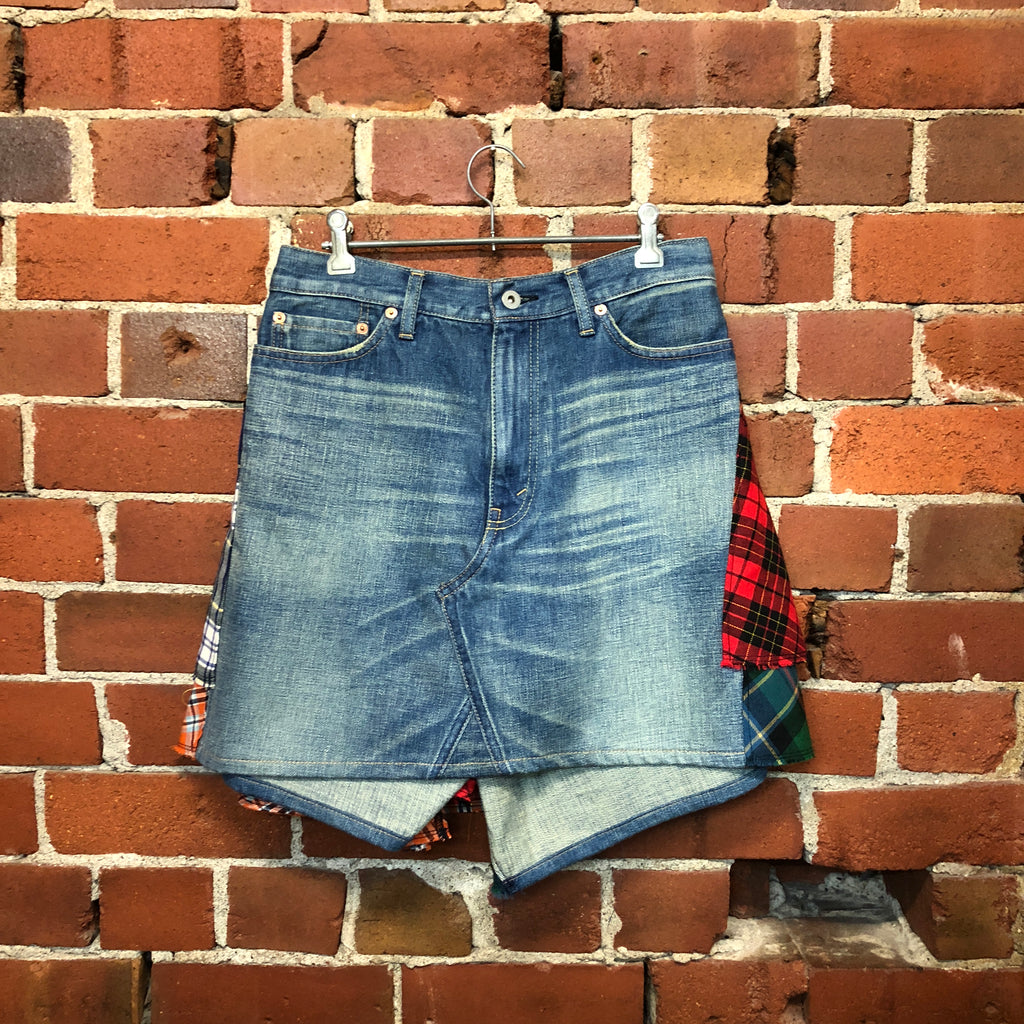 JUNYA WATANABE Comme Des Garcon denim tartan skirt