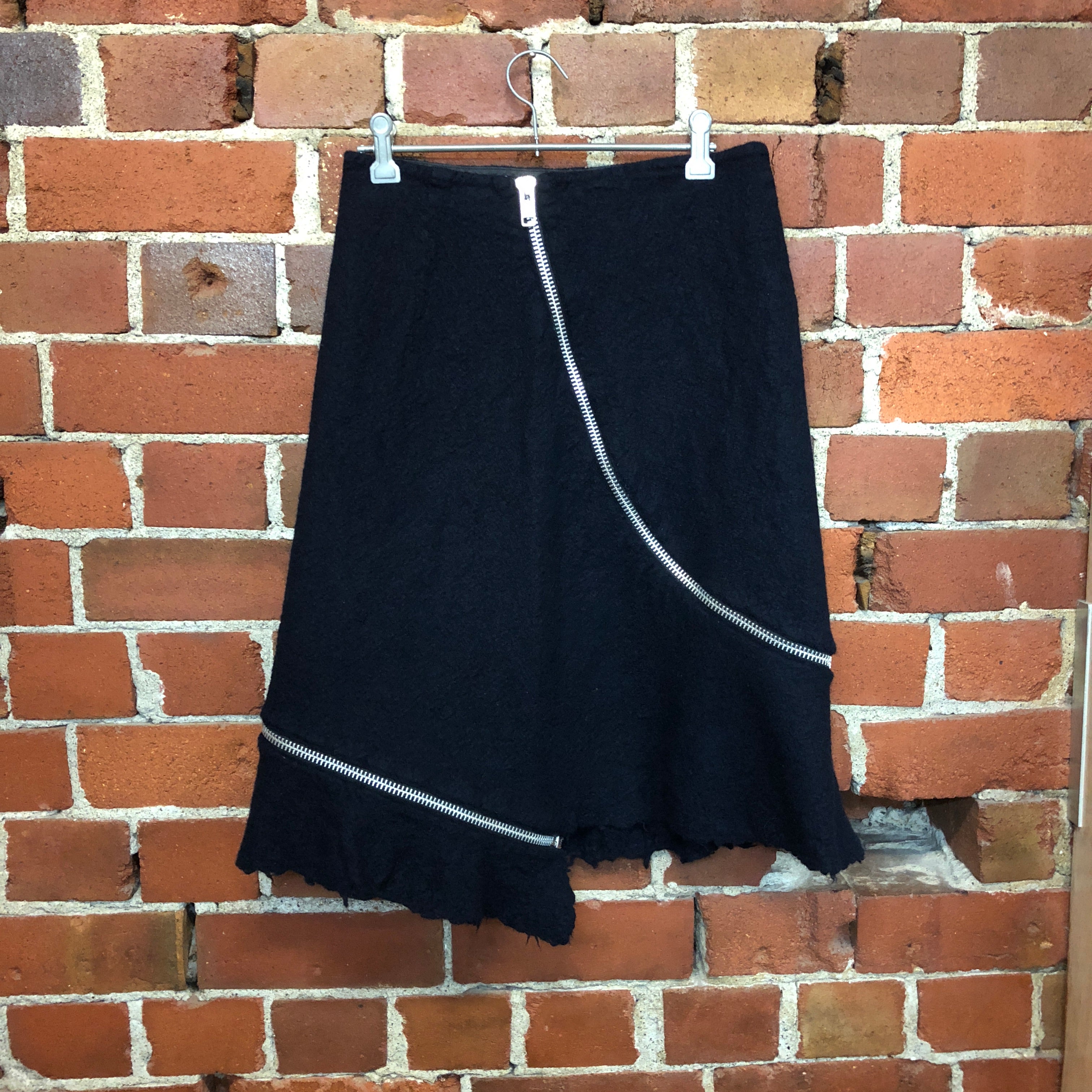 COMME DES GARCON boiled wool navy skirt