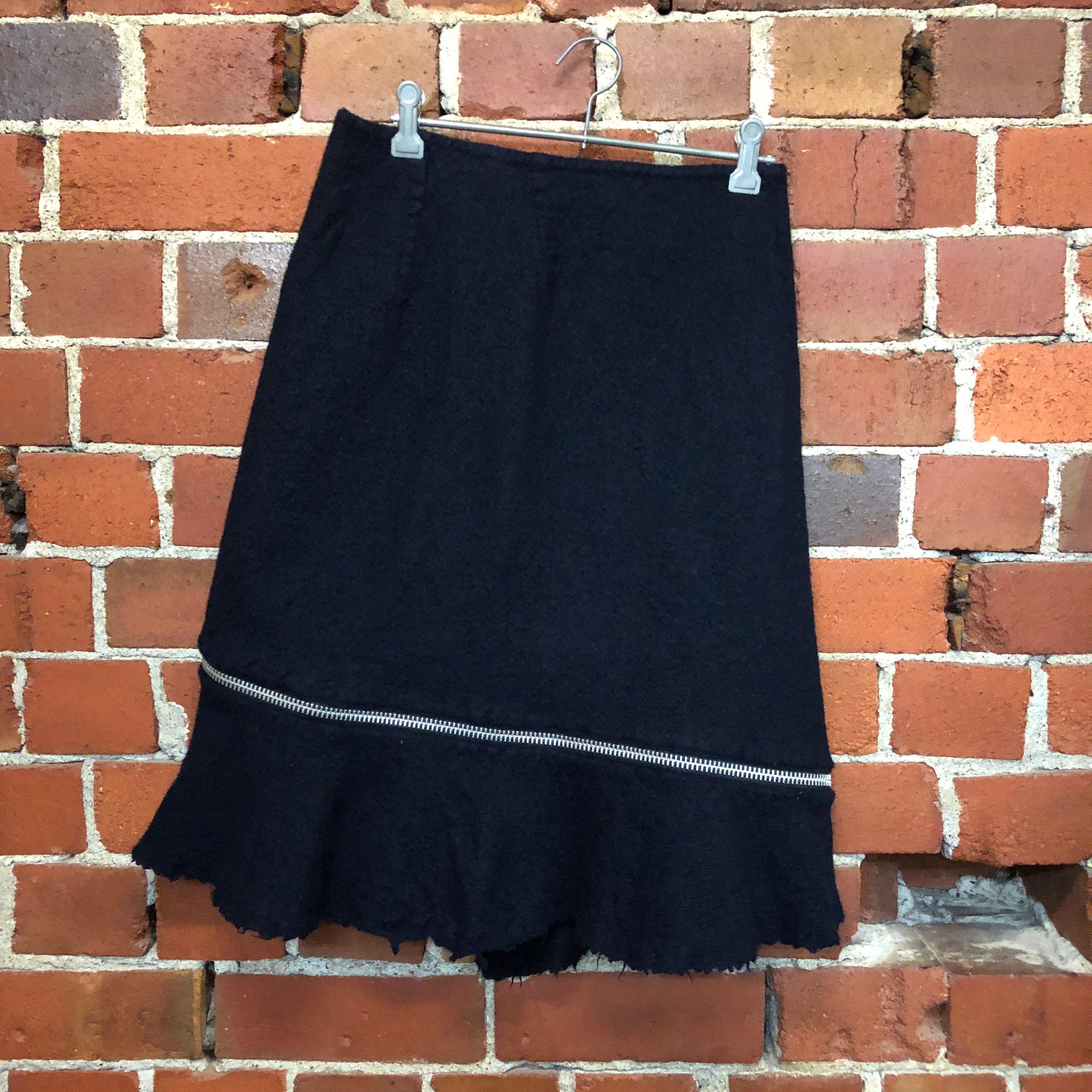 COMME DES GARCON boiled wool navy skirt