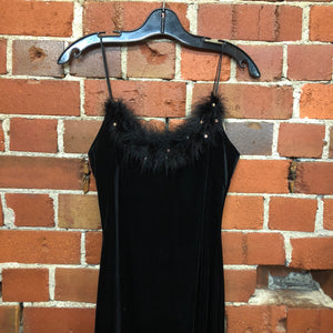 1990s feather velvet gown