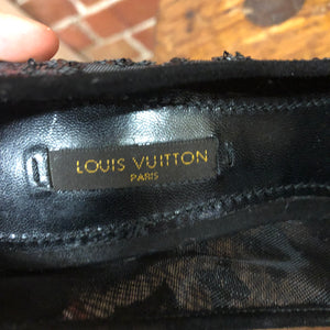 LOUIS VUITTON mesh sequin heels 37