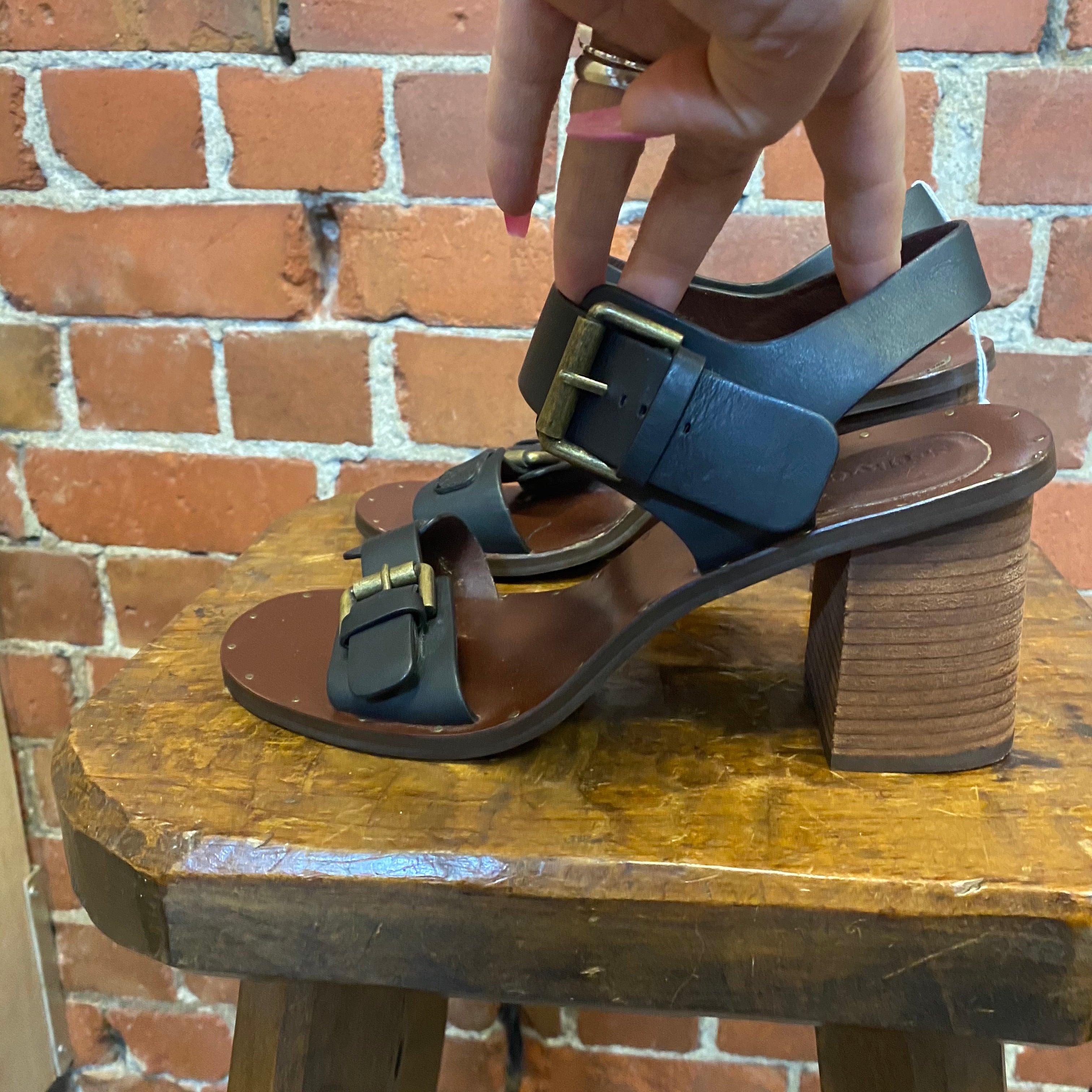 CHLOE leather block heel sandals 39