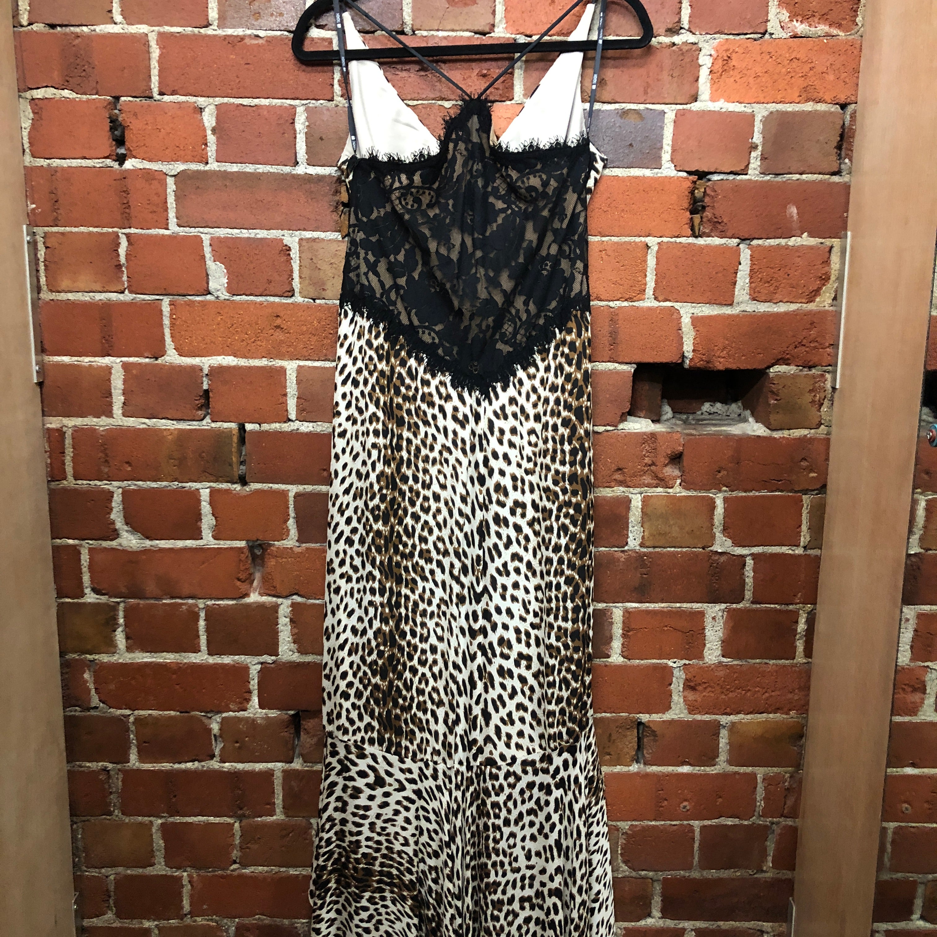 TADASHI leopard and lace gown