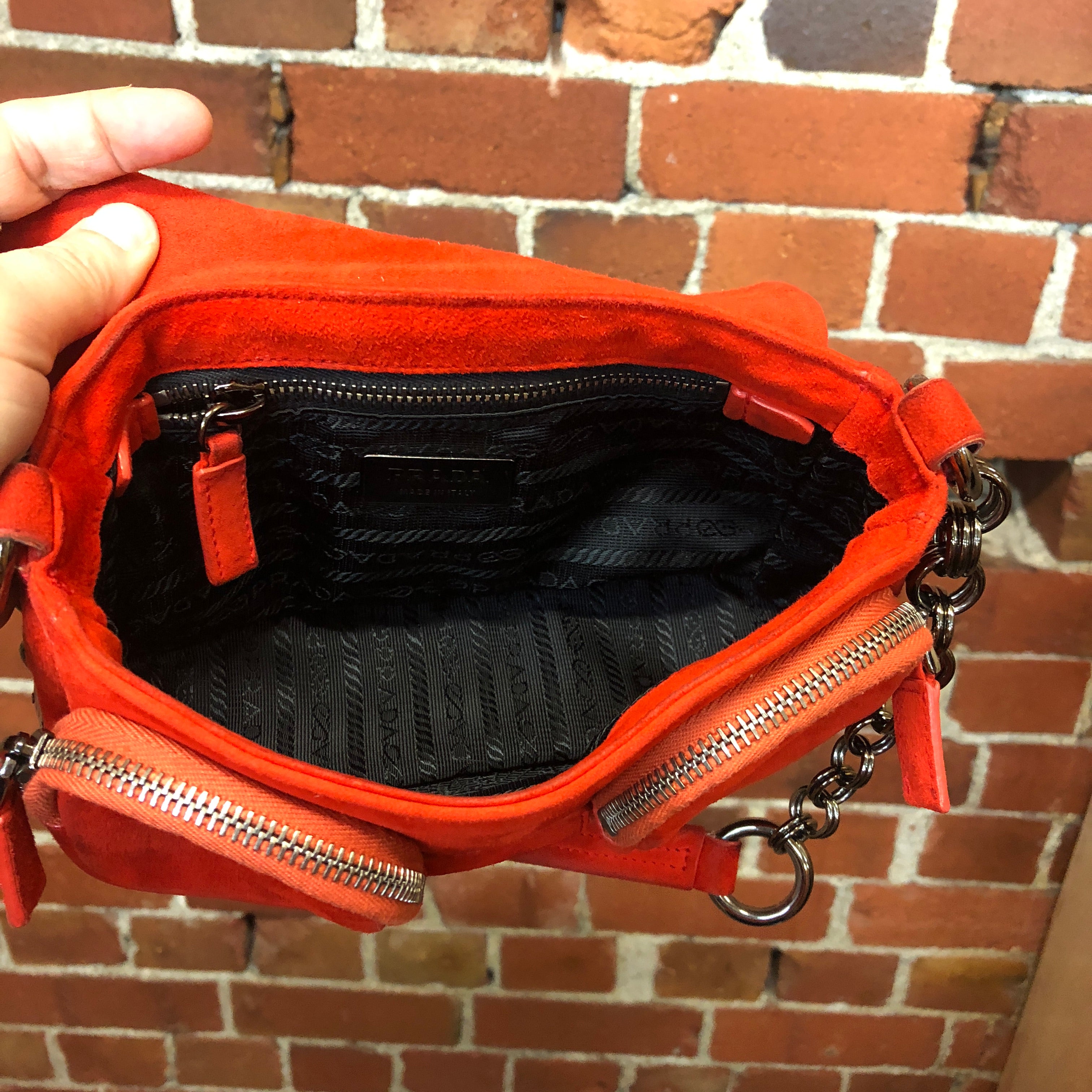 PRADA mini suede handbag