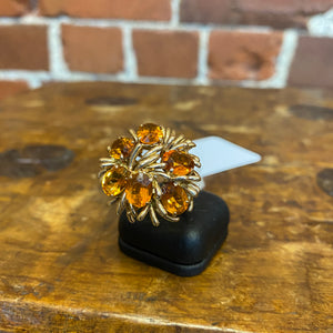 9CT GOLD, CITRINE cluster ring