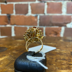 9CT GOLD, CITRINE cluster ring