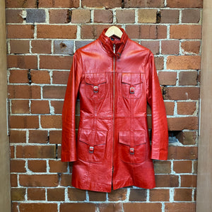 ENGLISH MADE RED LEATHER COAT