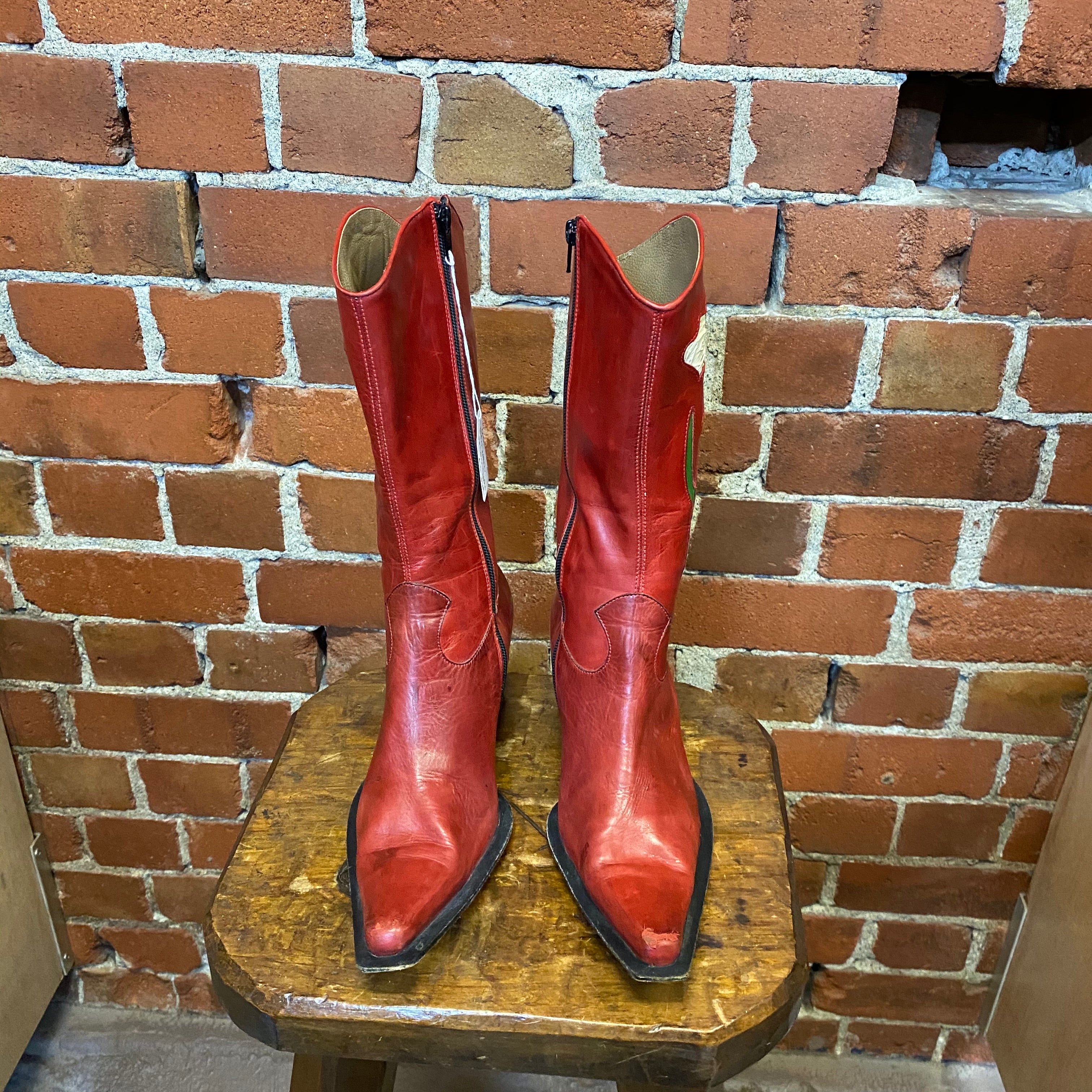 COUNTRY WESTERN leather flower boots 40