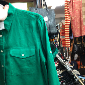 RALPH LAUREN 100% Linen bright green shirt