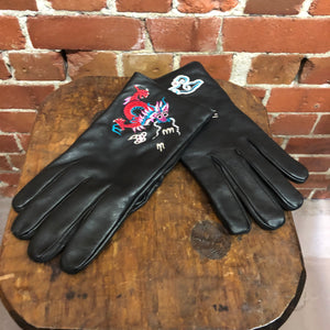 GUCCI embroidered leather gloves