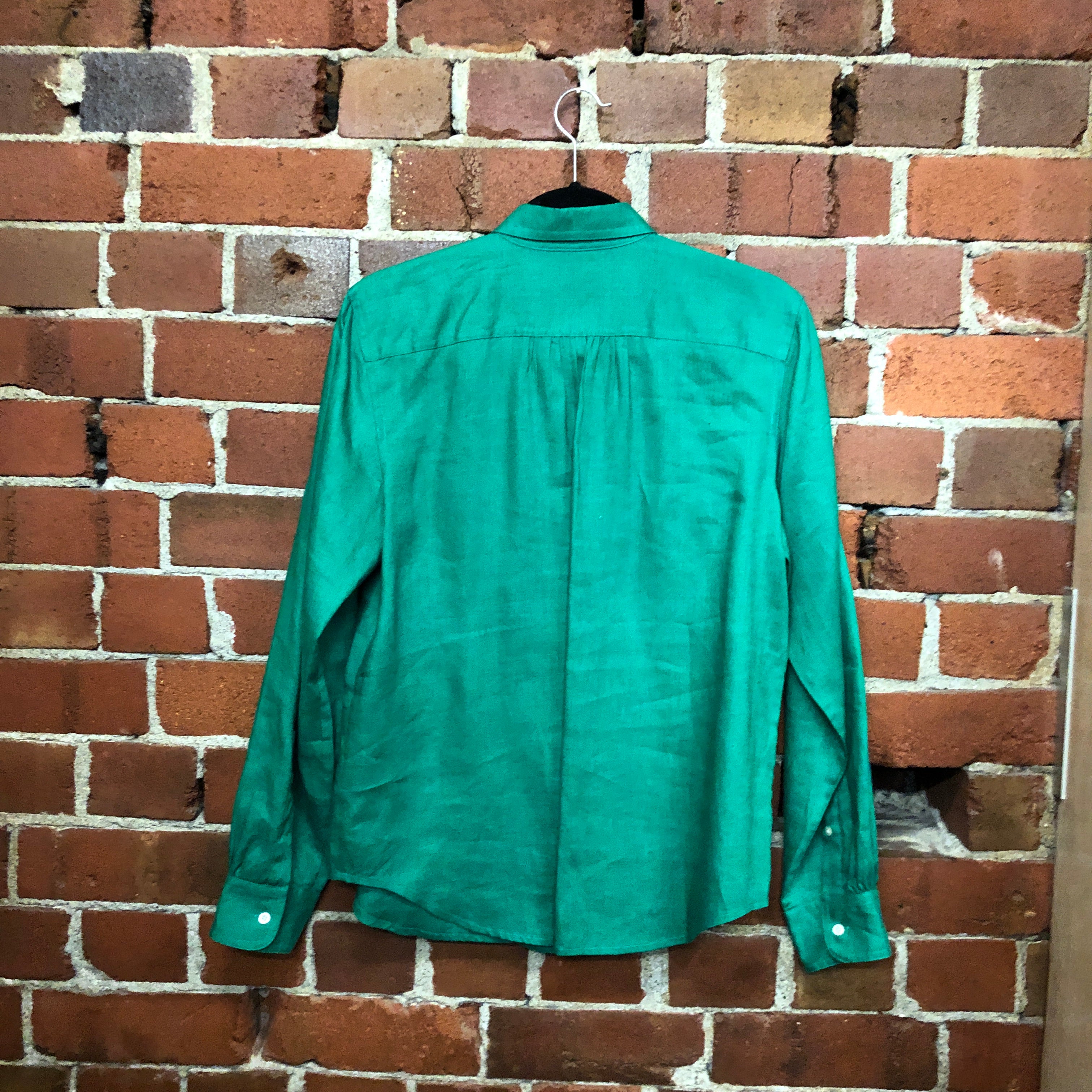 RALPH LAUREN 100% Linen bright green shirt