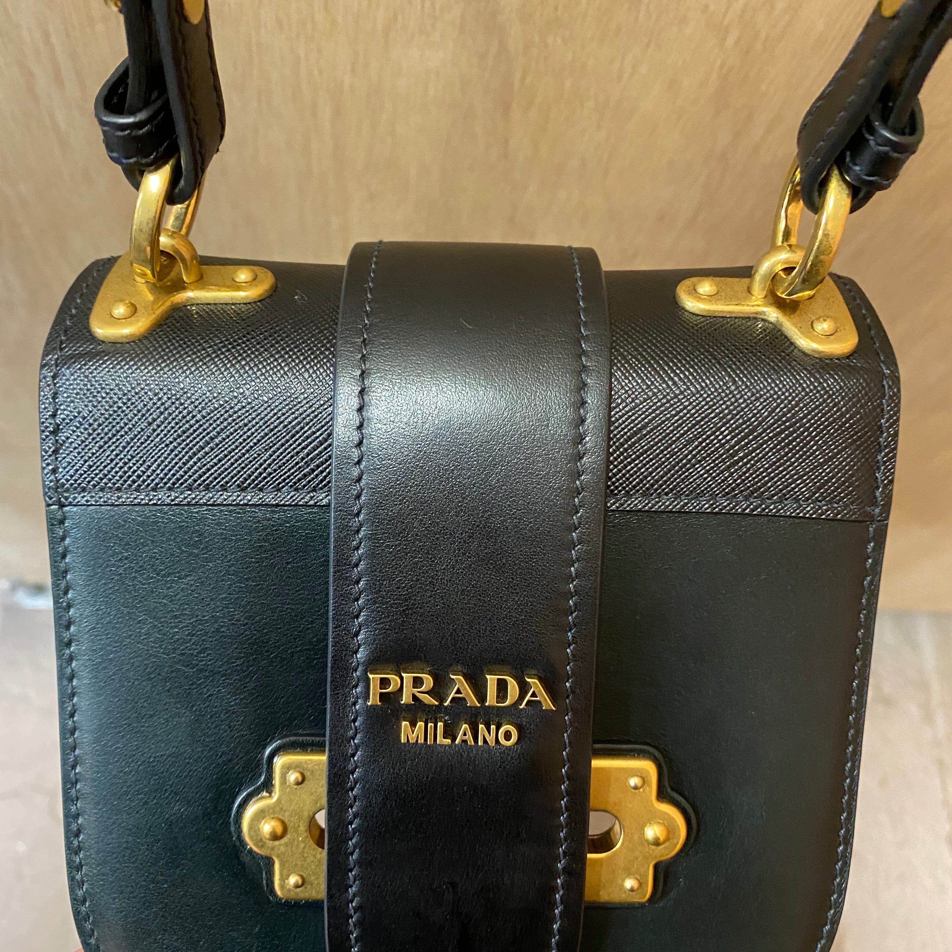 PRADA lock leather bag