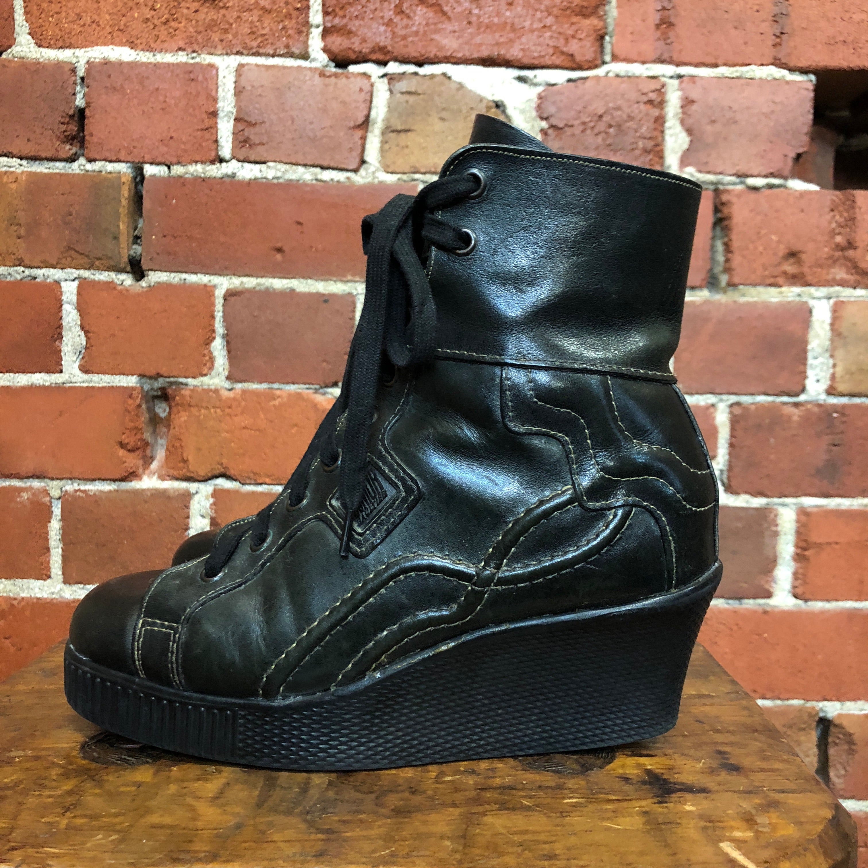 GAULTIER JUNIOR 1980s leather creeper boots! 38