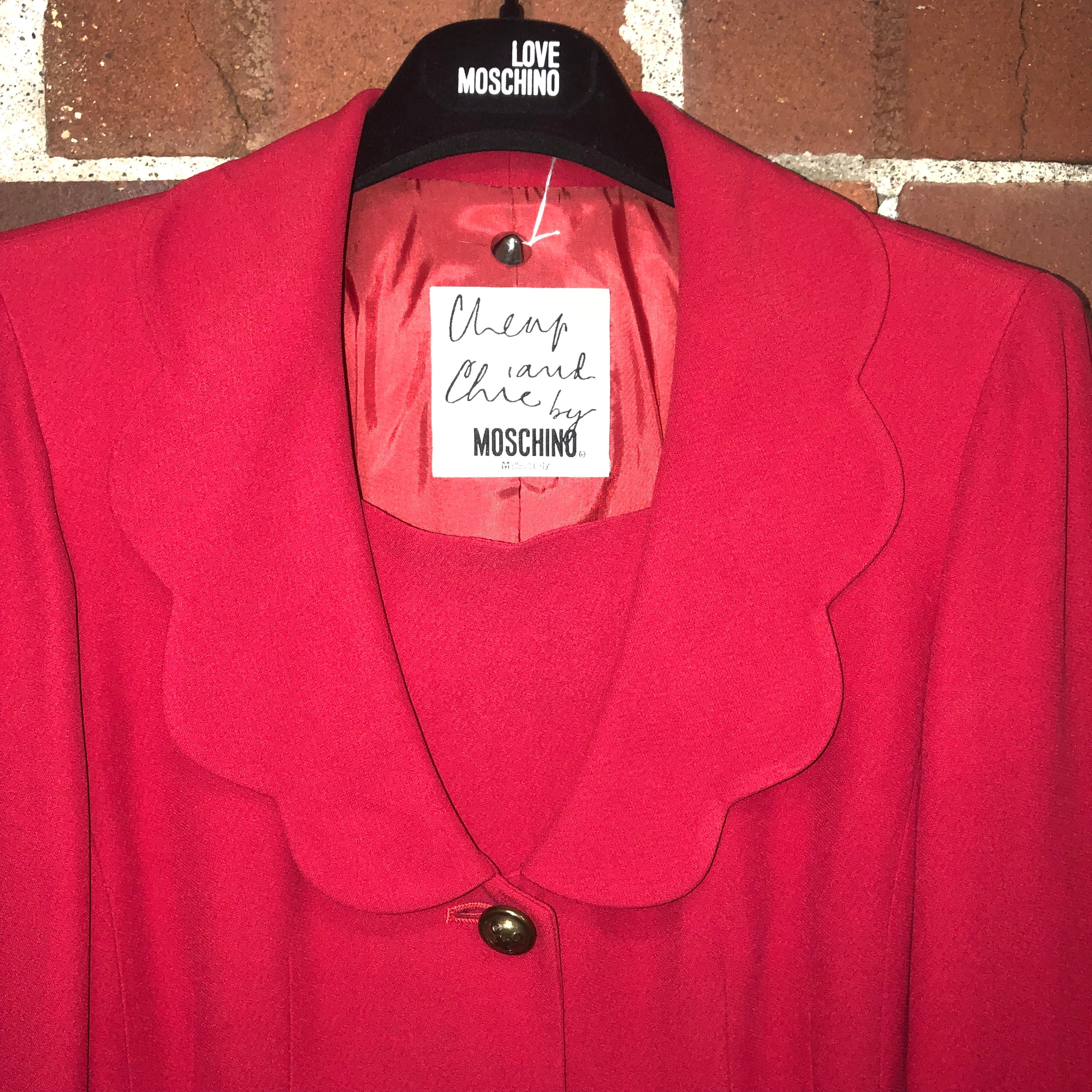 MOSCHINO flower collar 1990s red suit