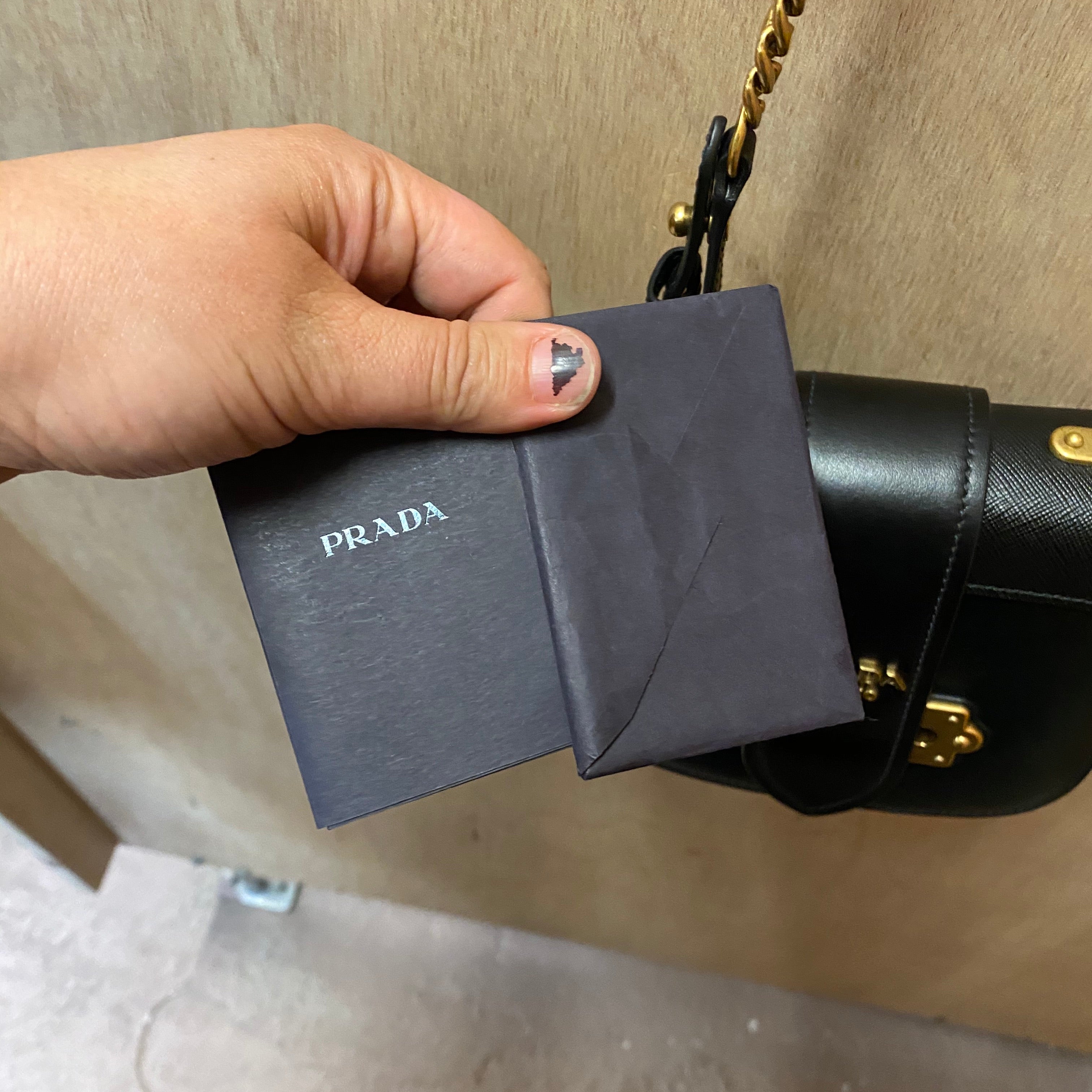 PRADA lock leather bag