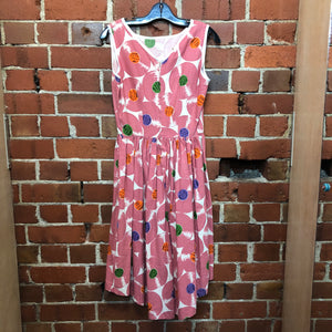 1950s record print!! Barkcloth dress