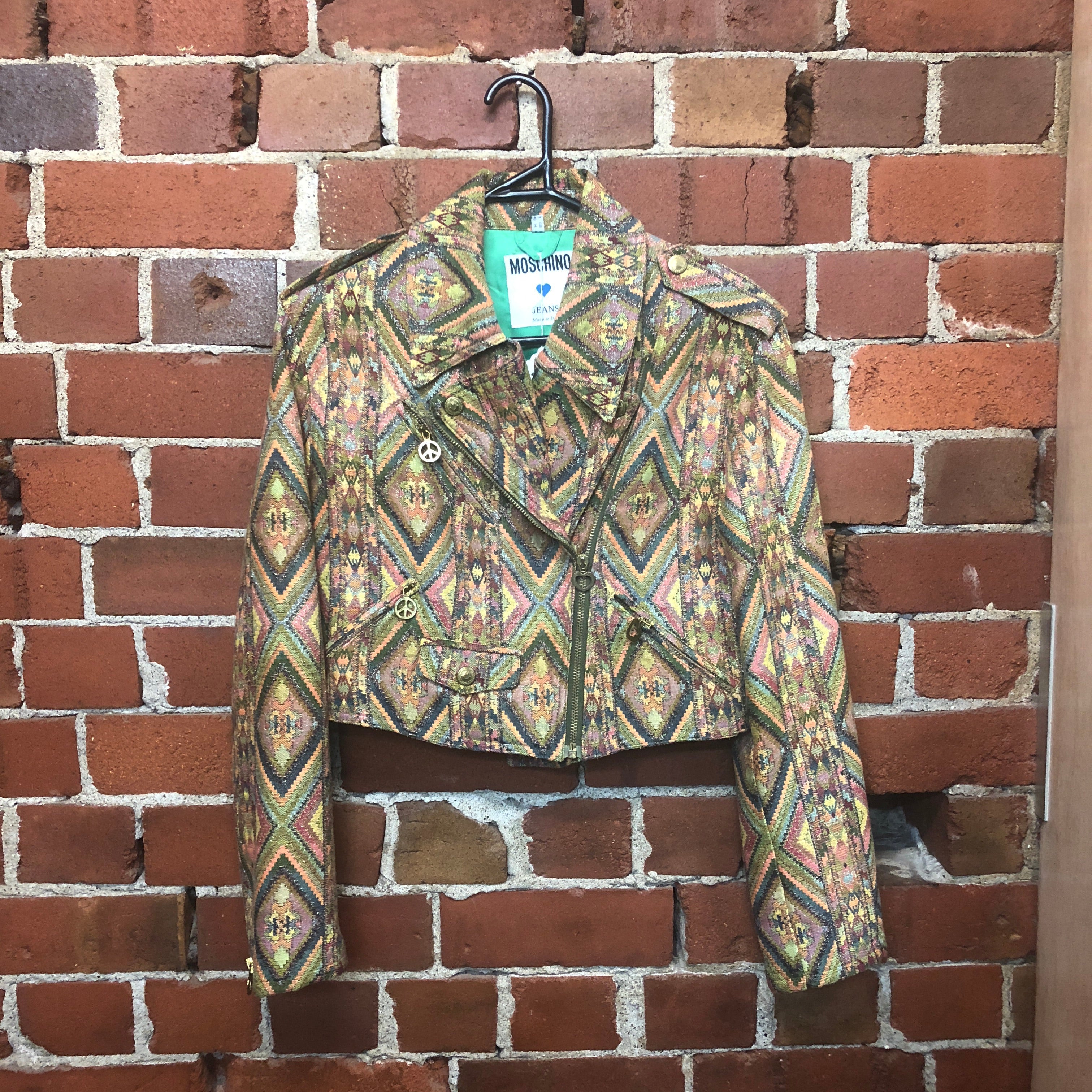MOSCHINO woven fabric 1990s motorcycle style jacket