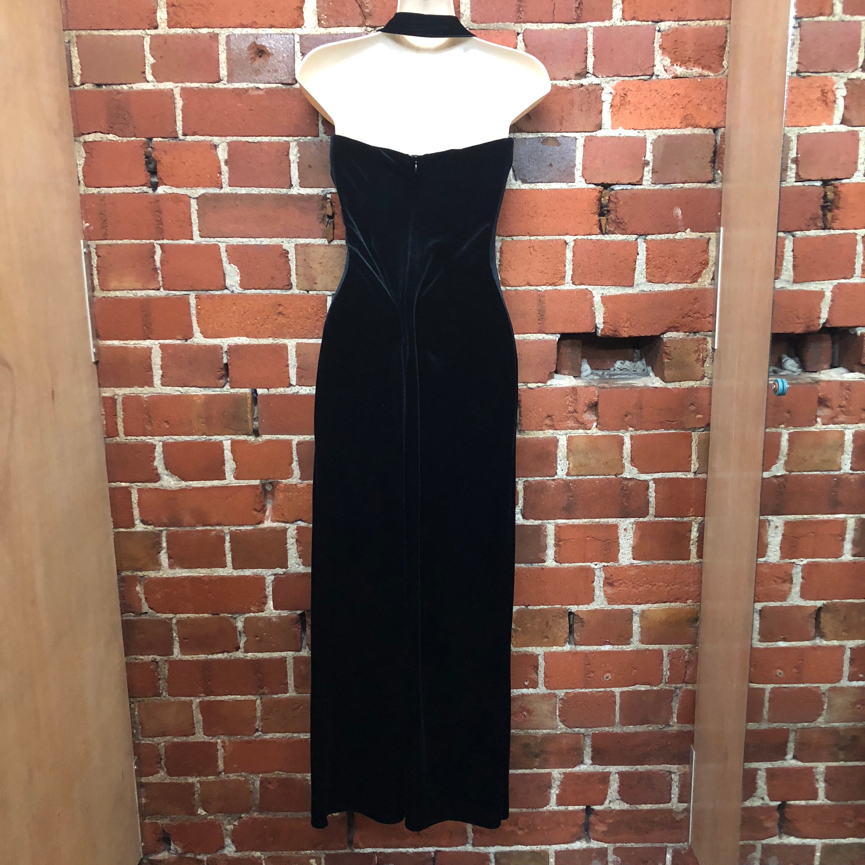 USA Designer velvet halter gown