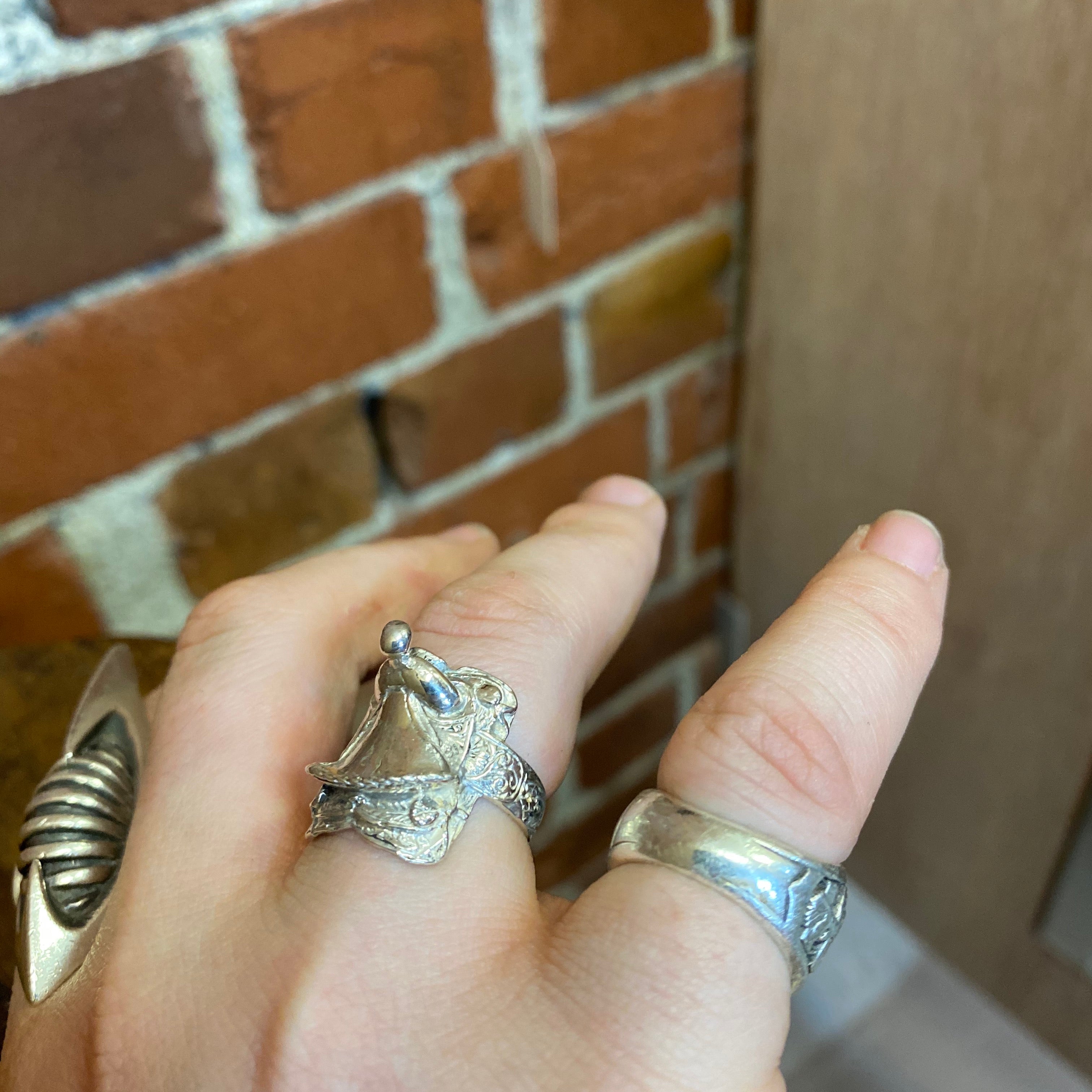 Sterling silver western horse saddle ring