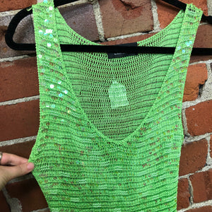 1990s Crochet, sexy lime green dress