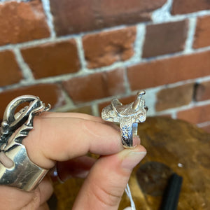 Sterling silver western horse saddle ring