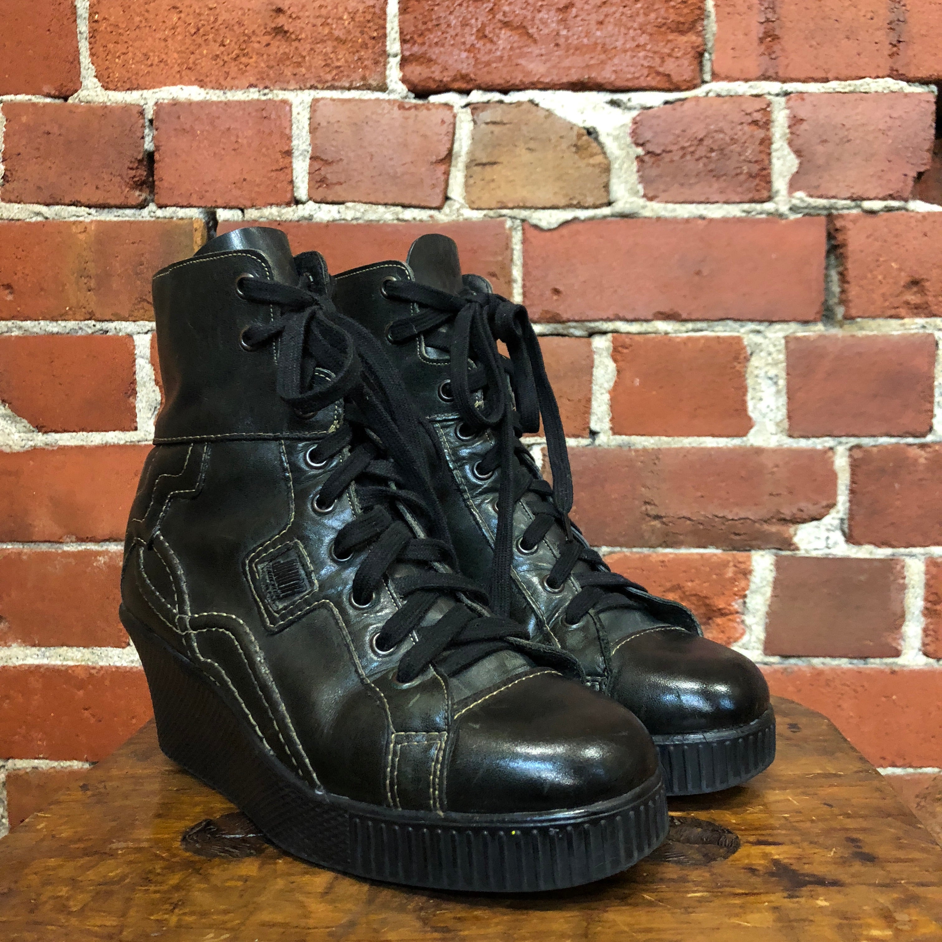 GAULTIER JUNIOR 1980s leather creeper boots! 38