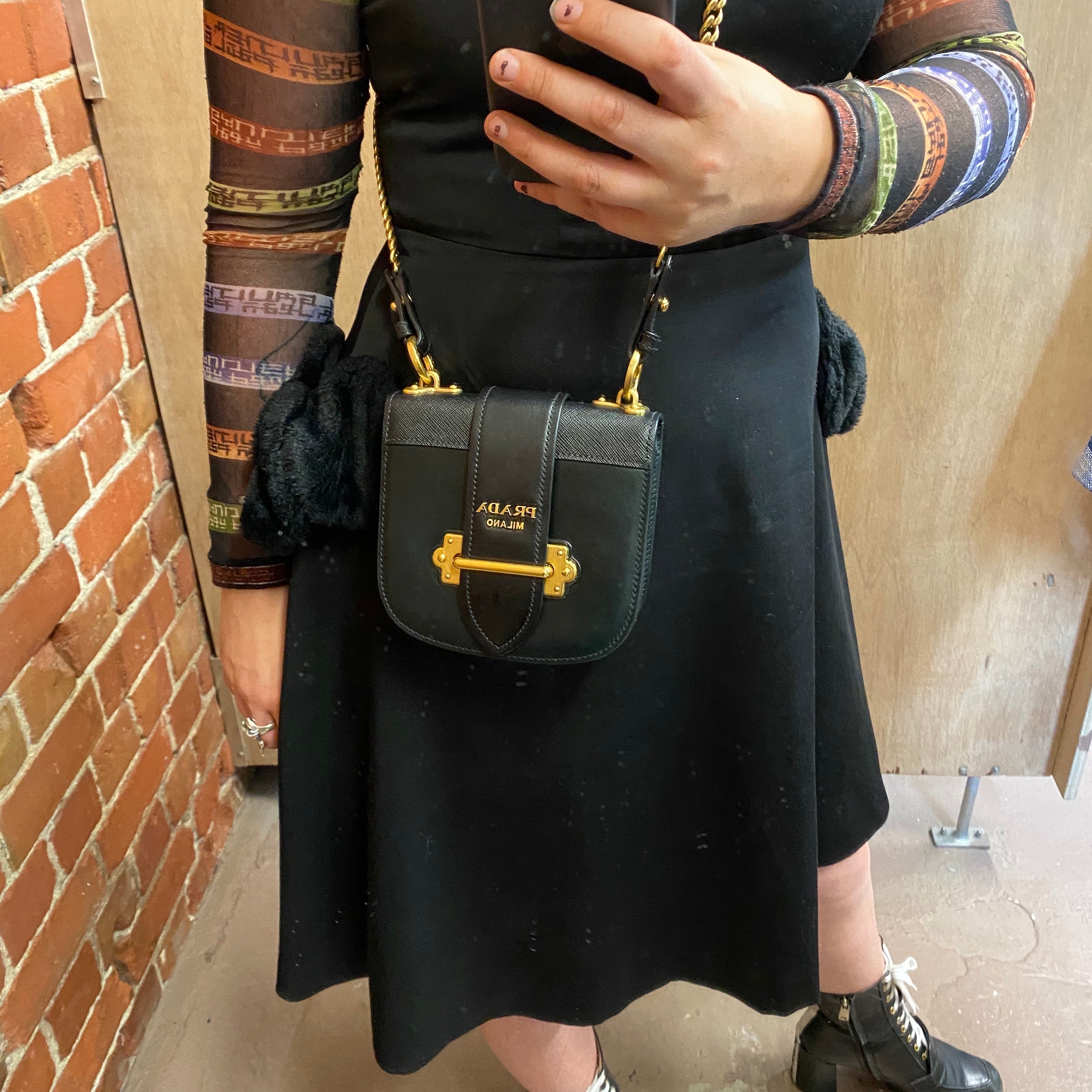 PRADA lock leather bag