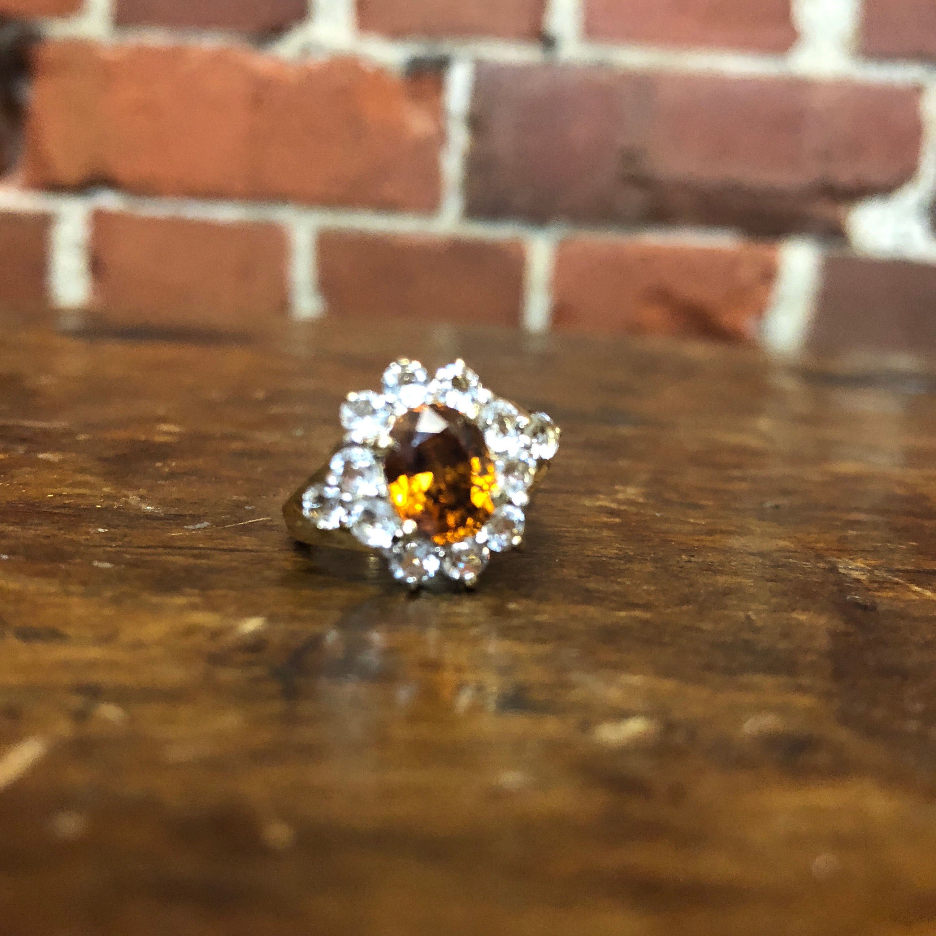 9ct gold, garnet and white sapphires ring