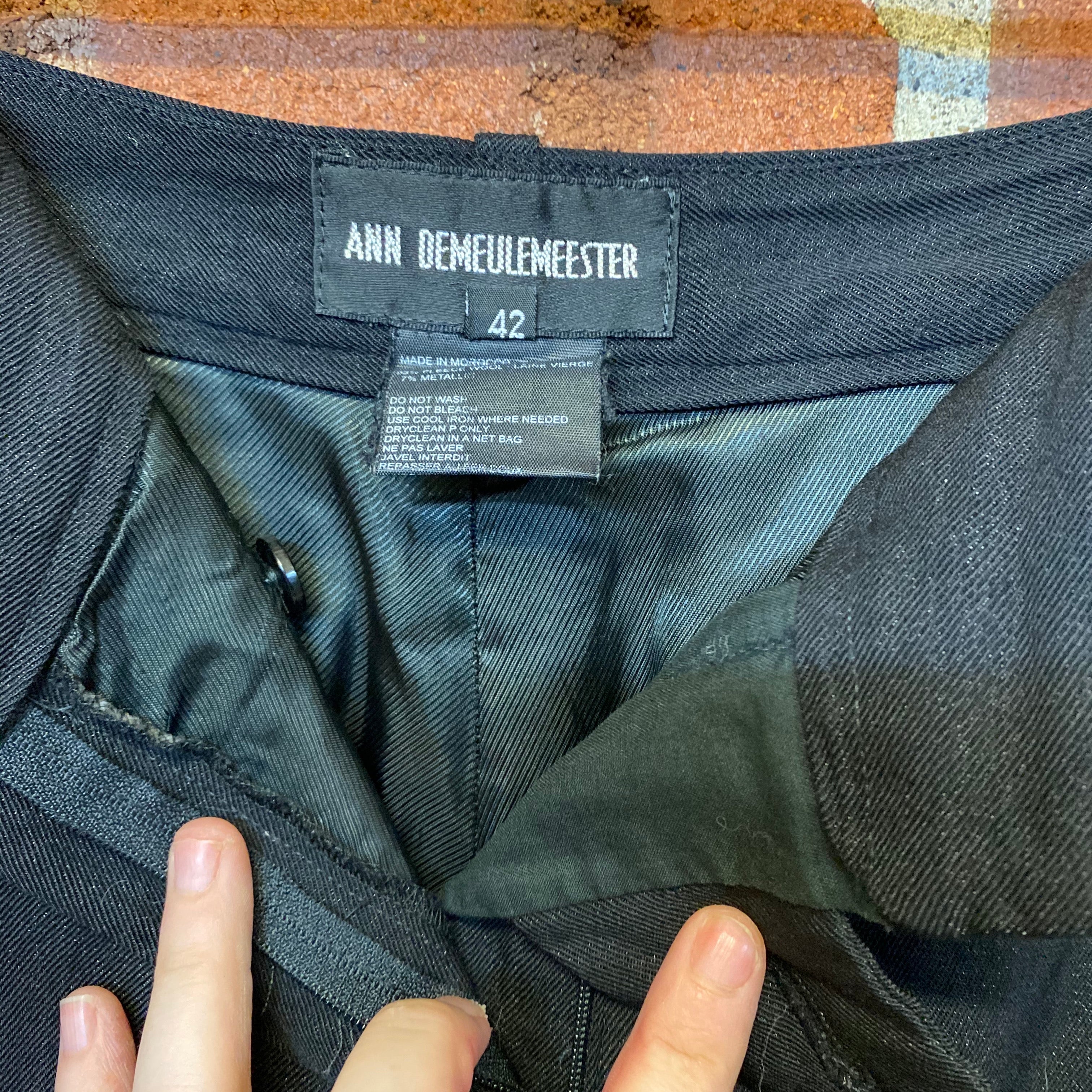 ANN DEMEULEMEESTER crinkle pants