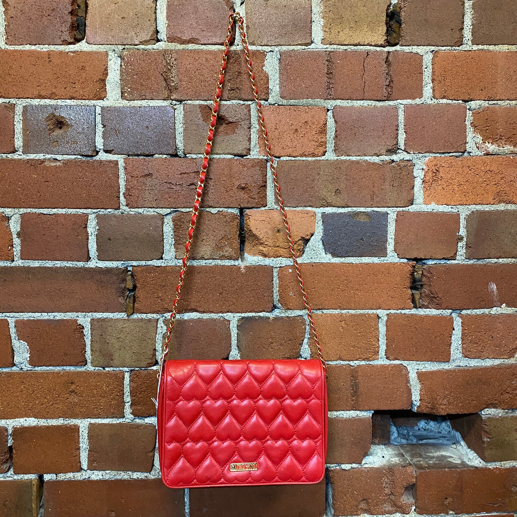 MOSCHINO 1990s leather quilted hearts bag