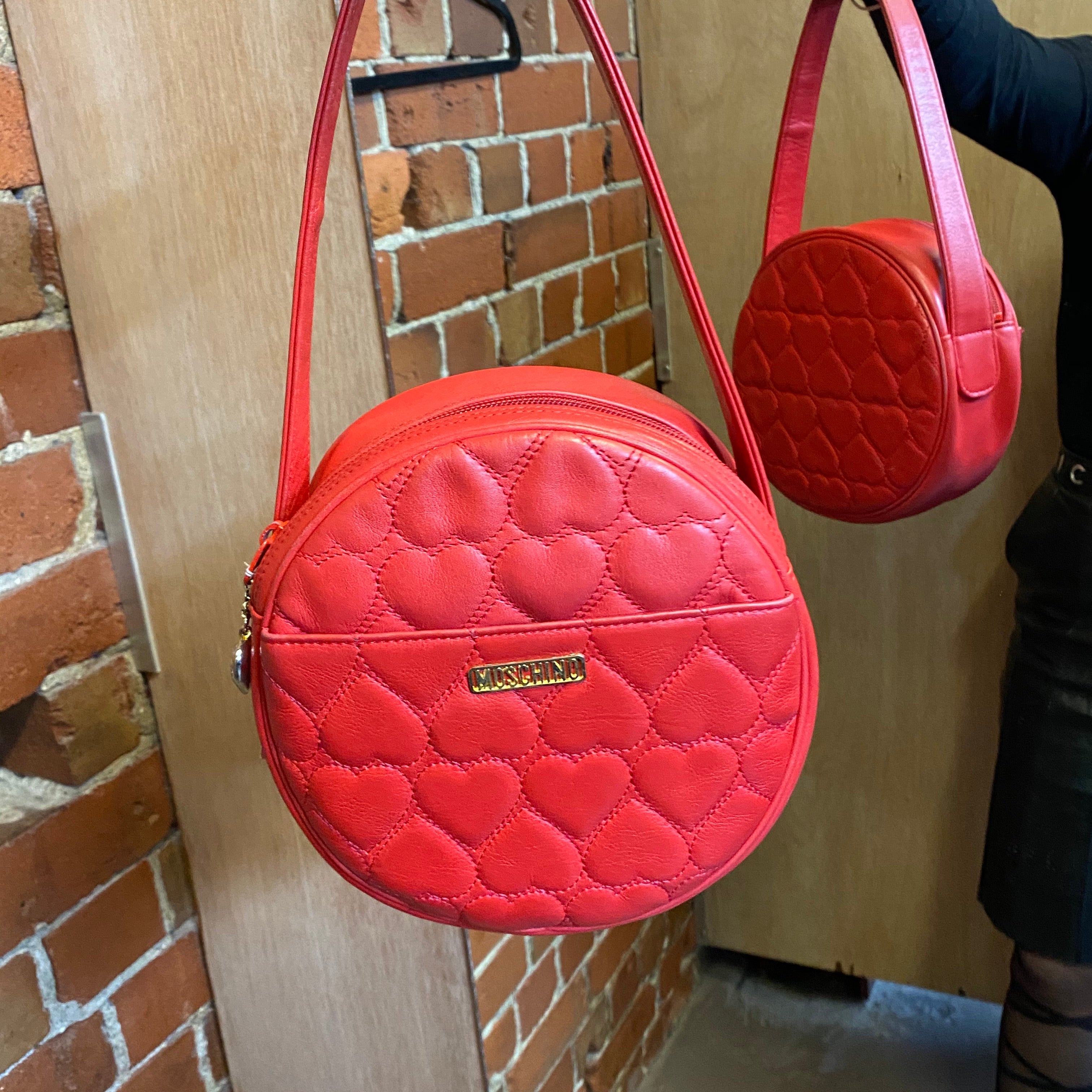 MOSCHINO heart quilted leather bag