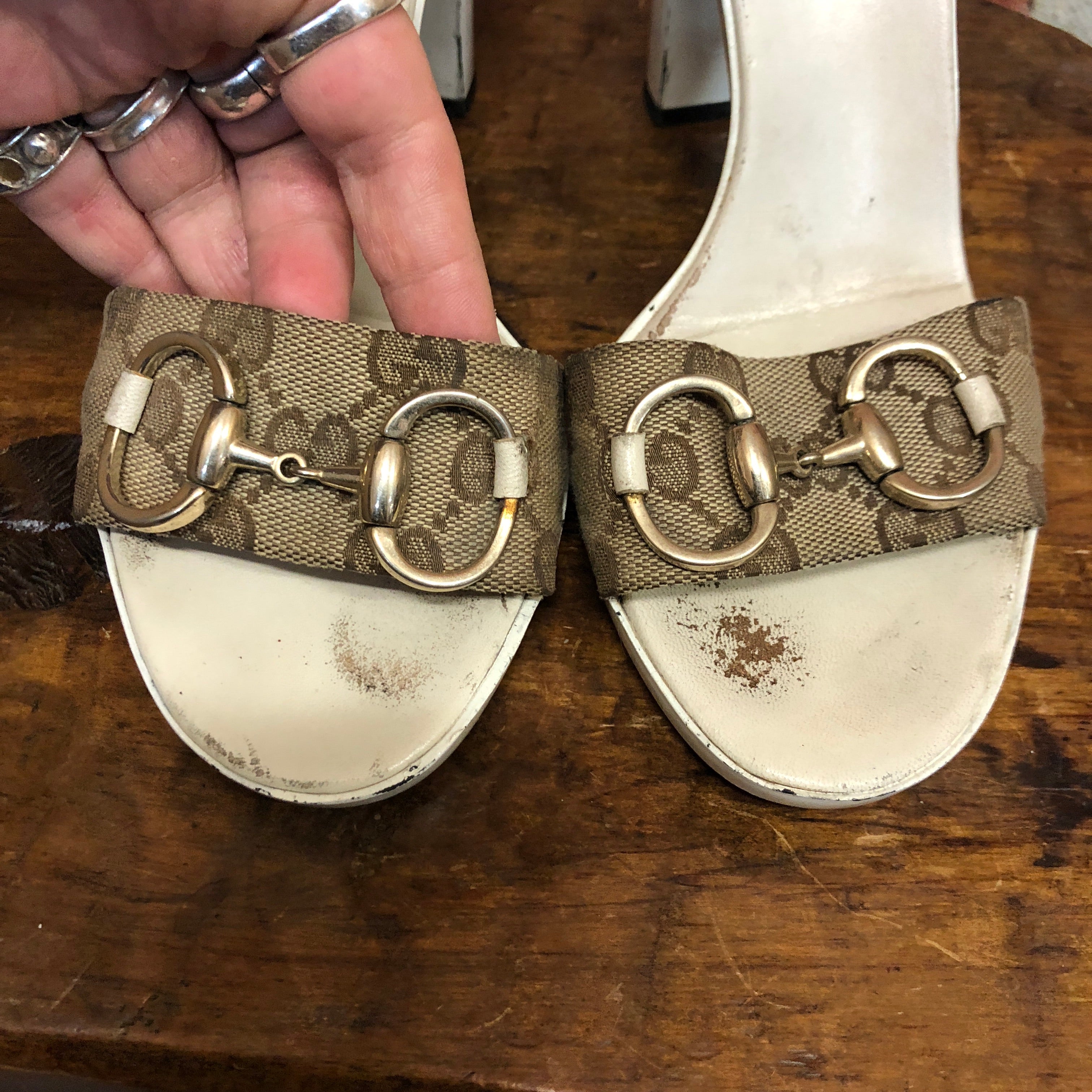 GUCCI 1990s monogrammed mules 37