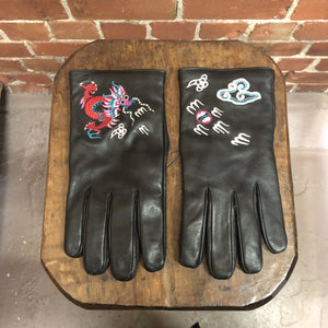 GUCCI embroidered leather gloves