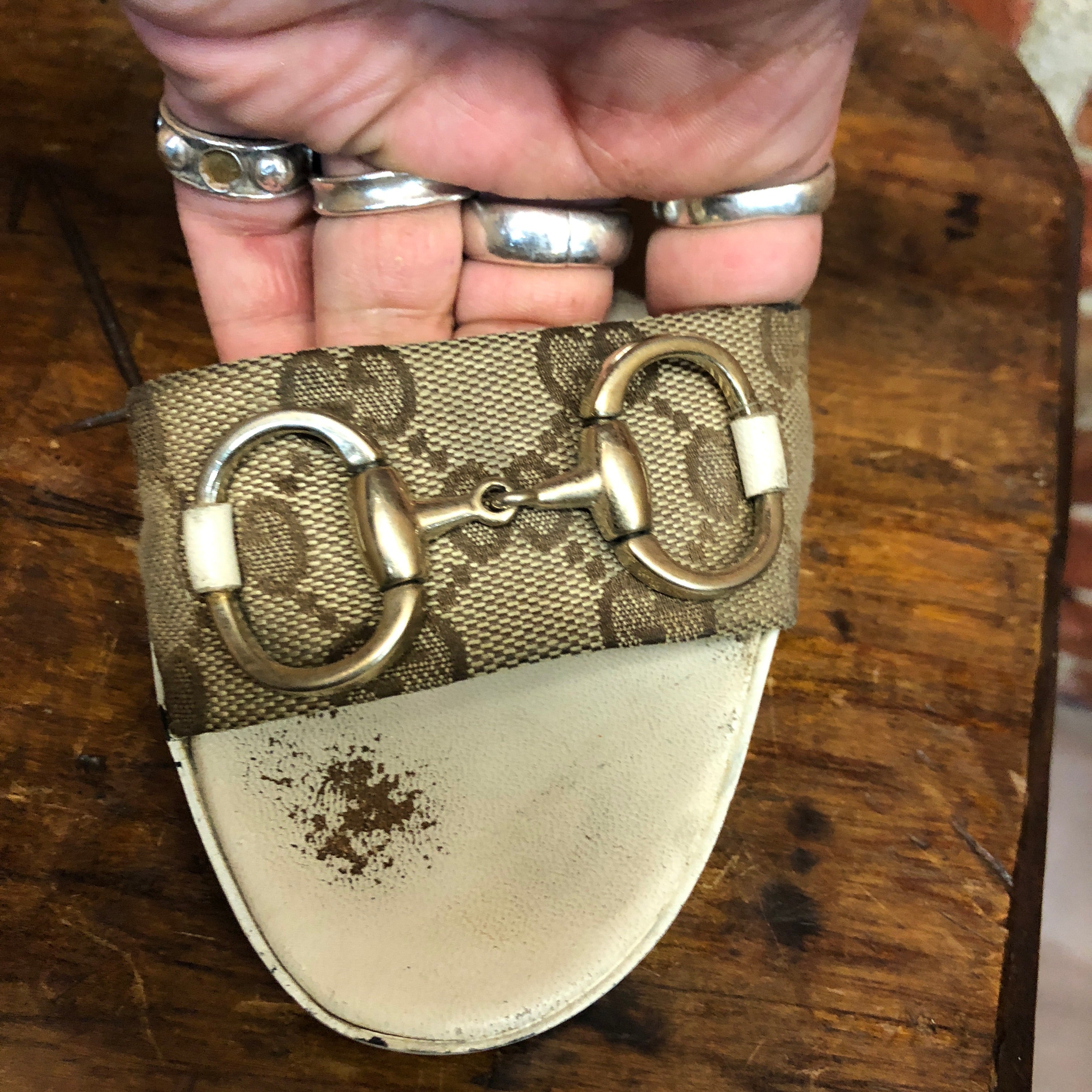 GUCCI 1990s monogrammed mules 37