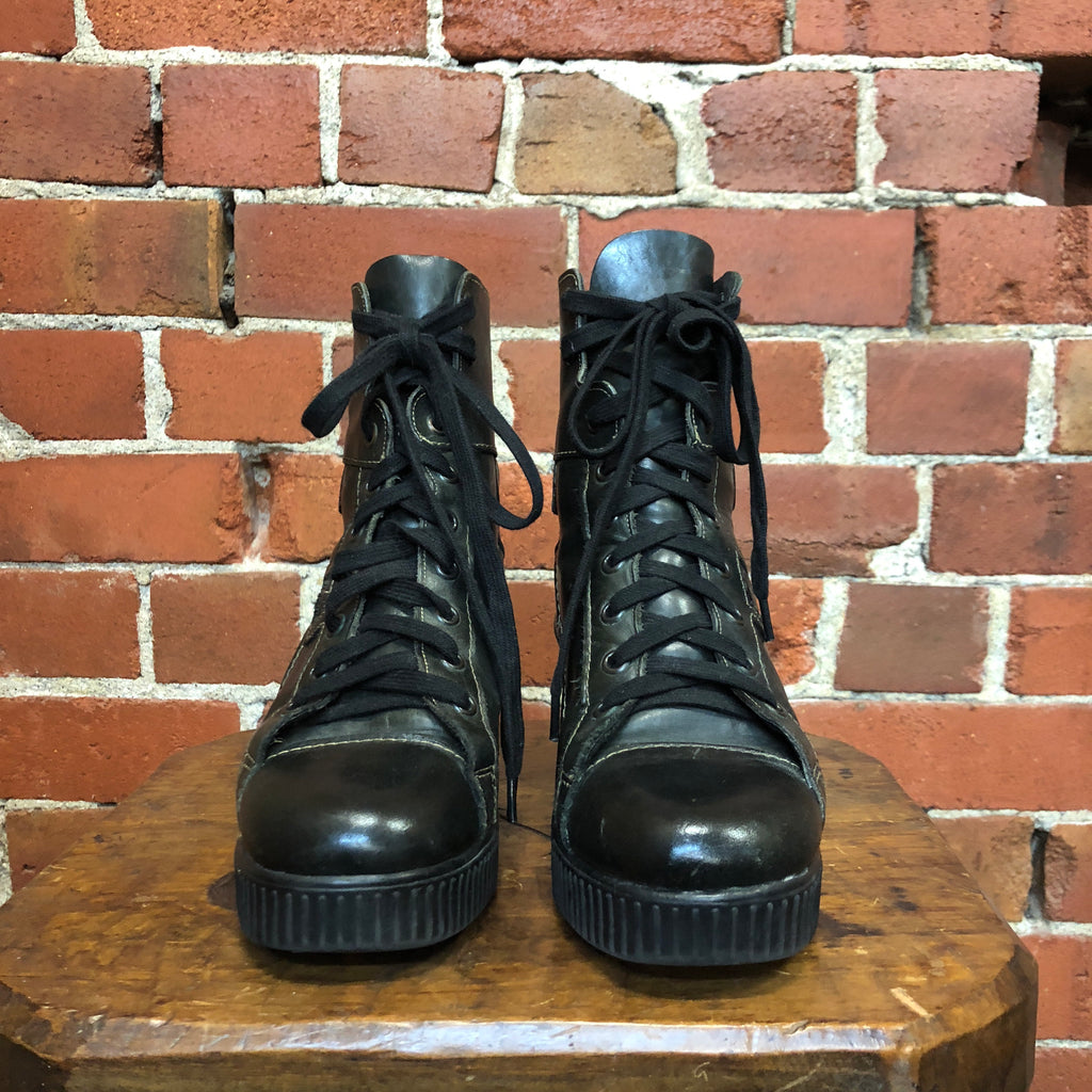 GAULTIER JUNIOR 1980s leather creeper boots! 38