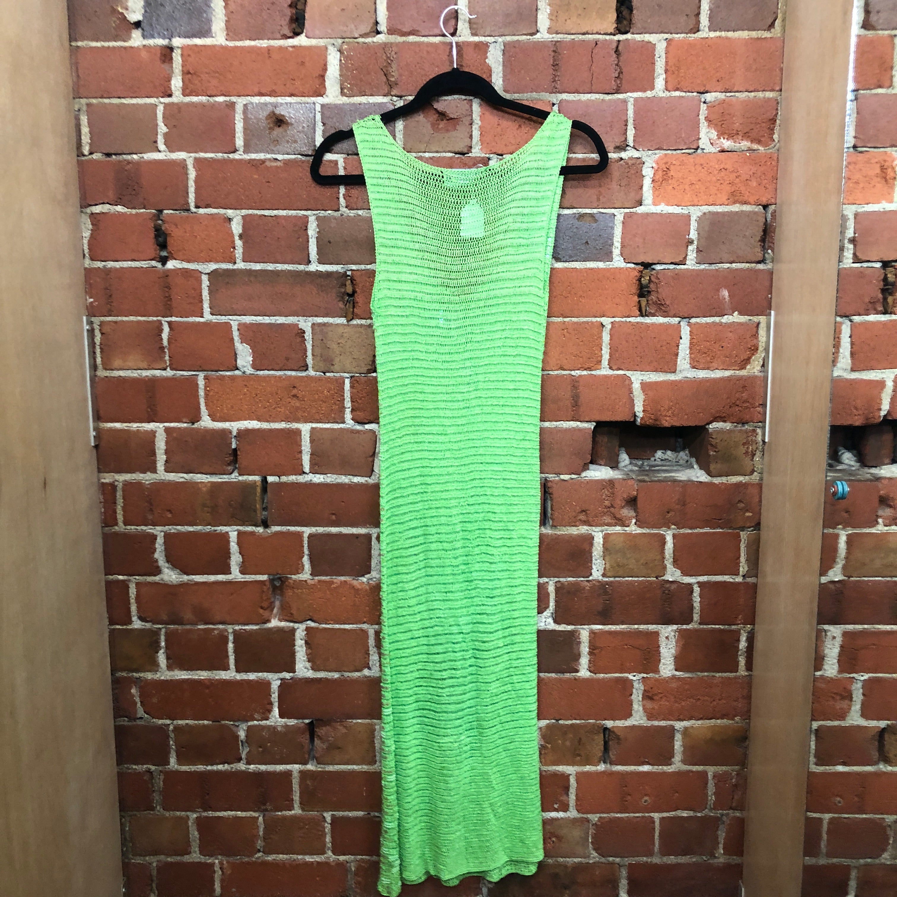 1990s Crochet, sexy lime green dress