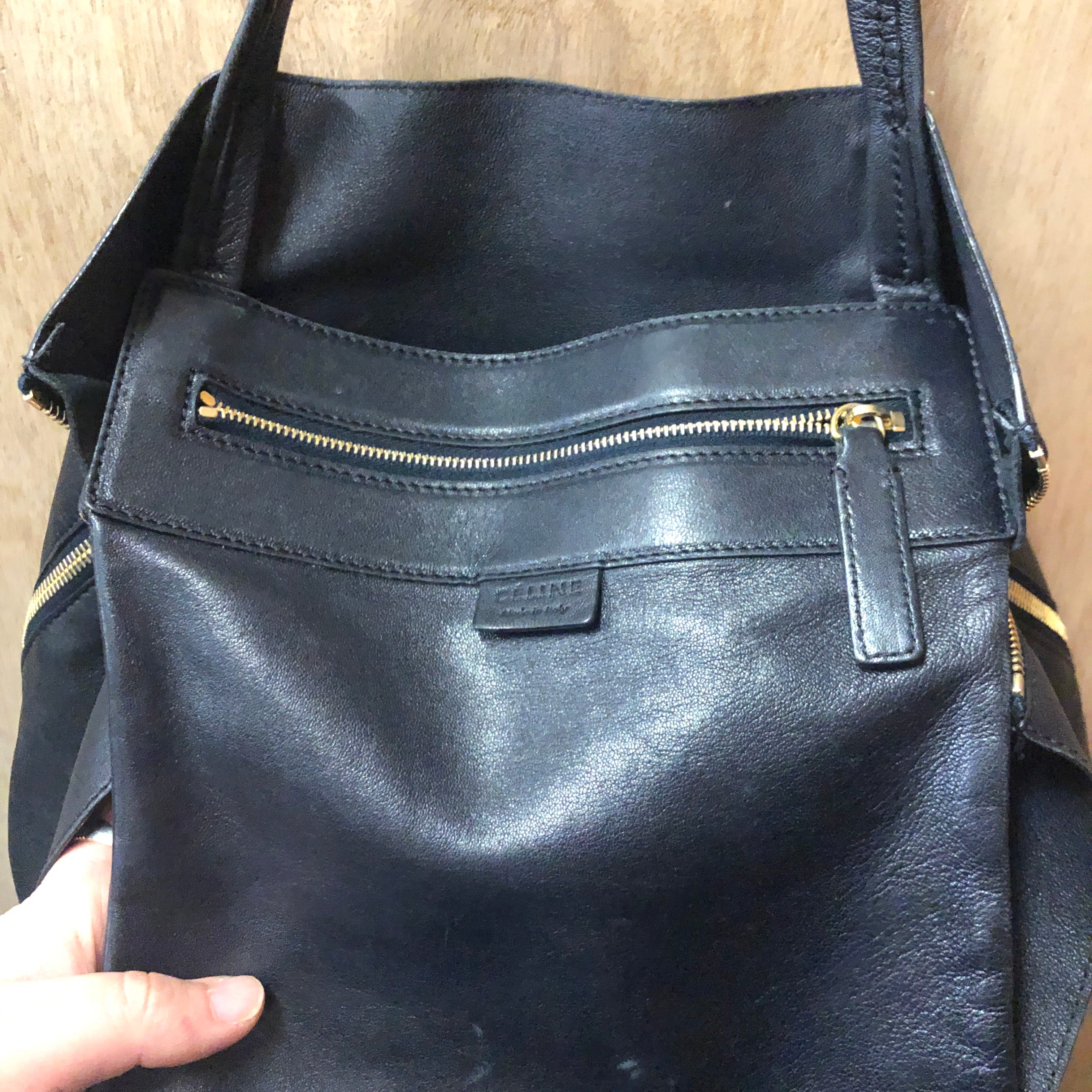 CELINE Navy blue leather handbag