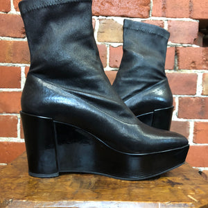 ROBERT CLERGIERE leather platform sock boots 39