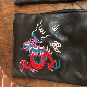 GUCCI embroidered leather gloves