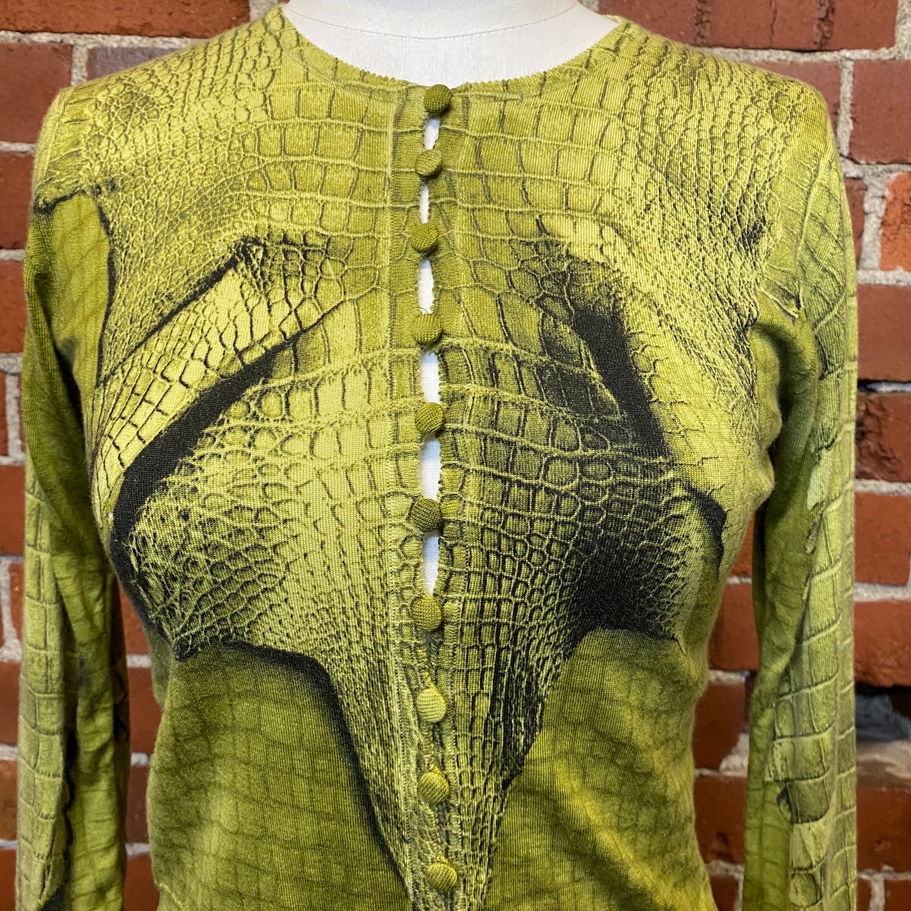 JOHN GALLIANO 2000s crocodile skin printed cardigan top
