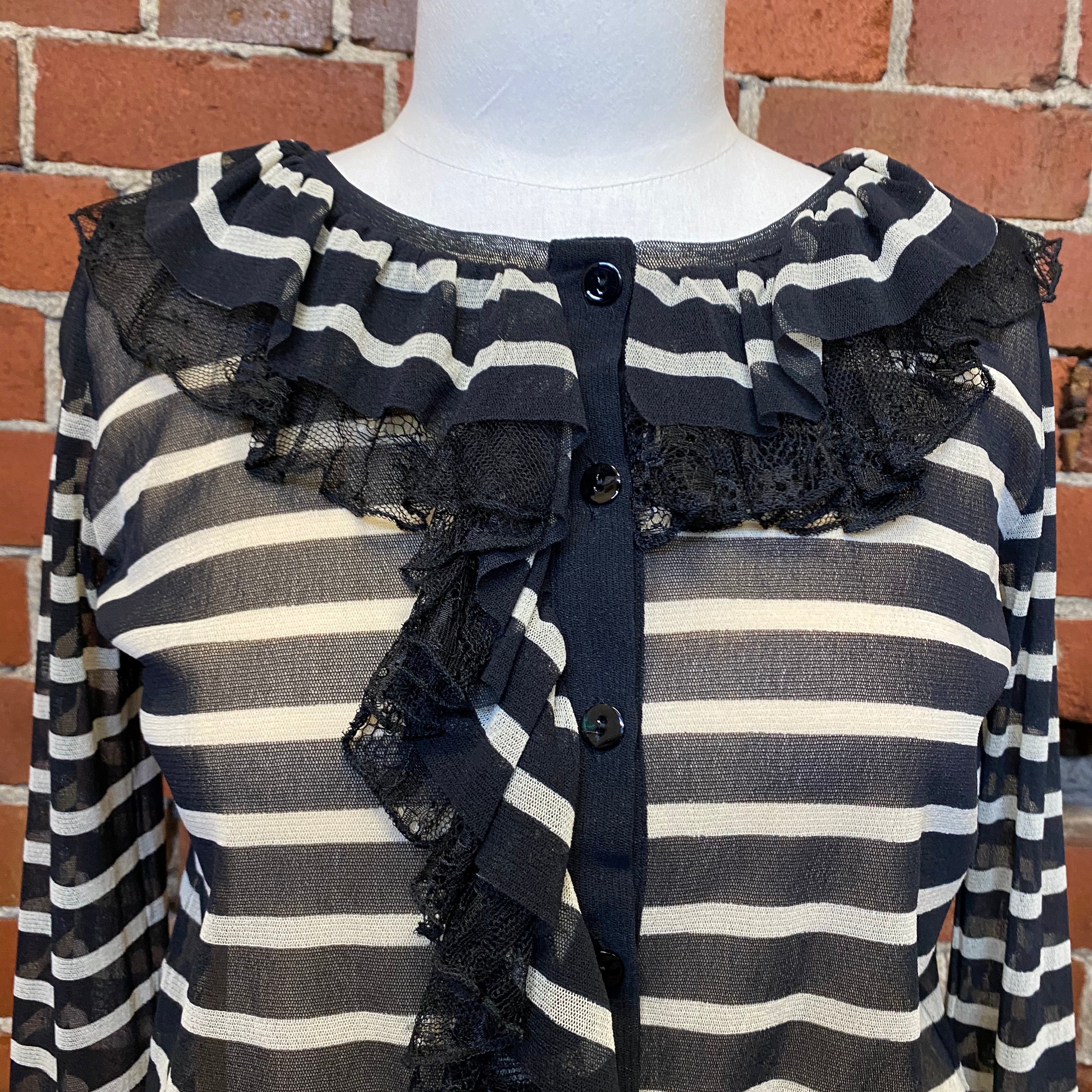 JEAN PAUL GAULTIER striped mesh cardy